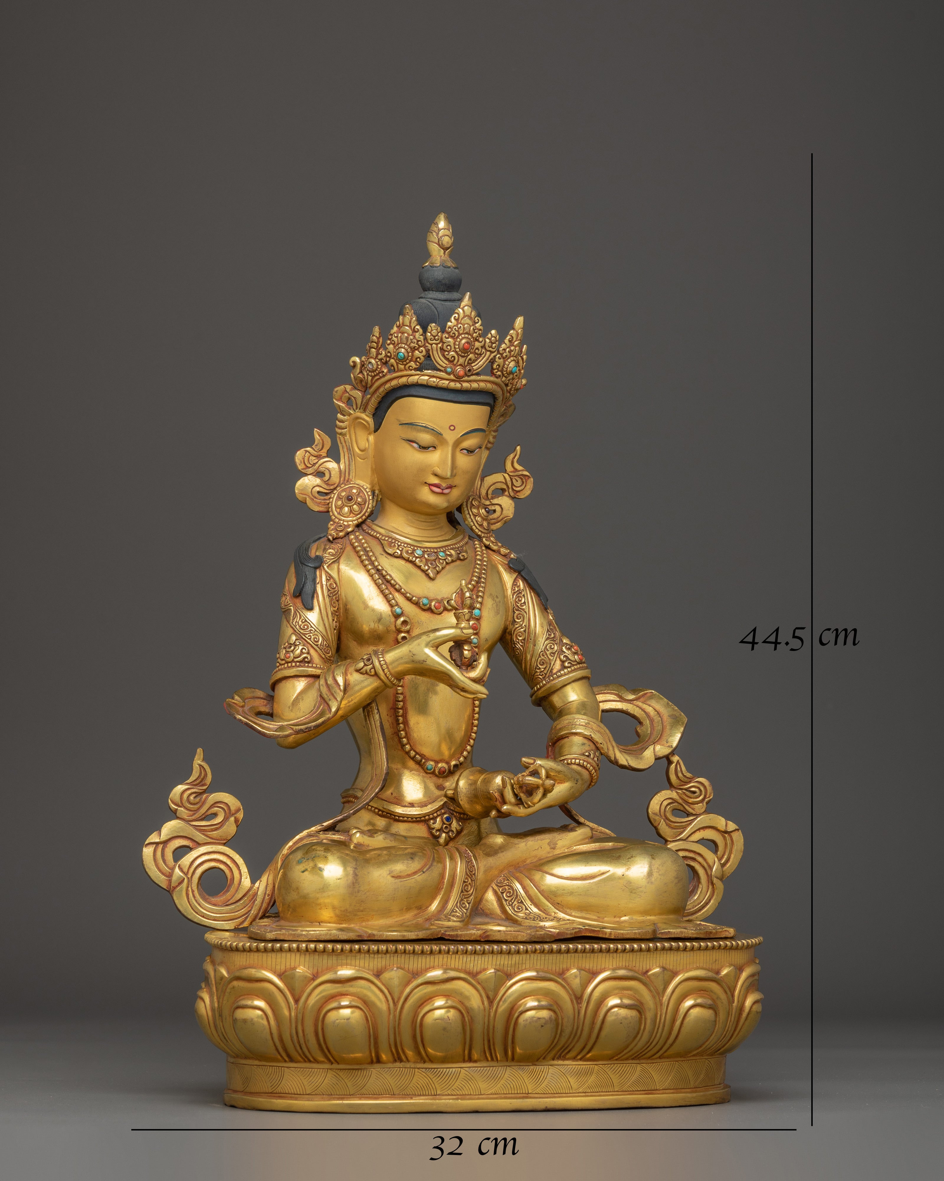 Tibetan Golden Vajrasattva Figurine | Sacred Bodhisattva of Purity