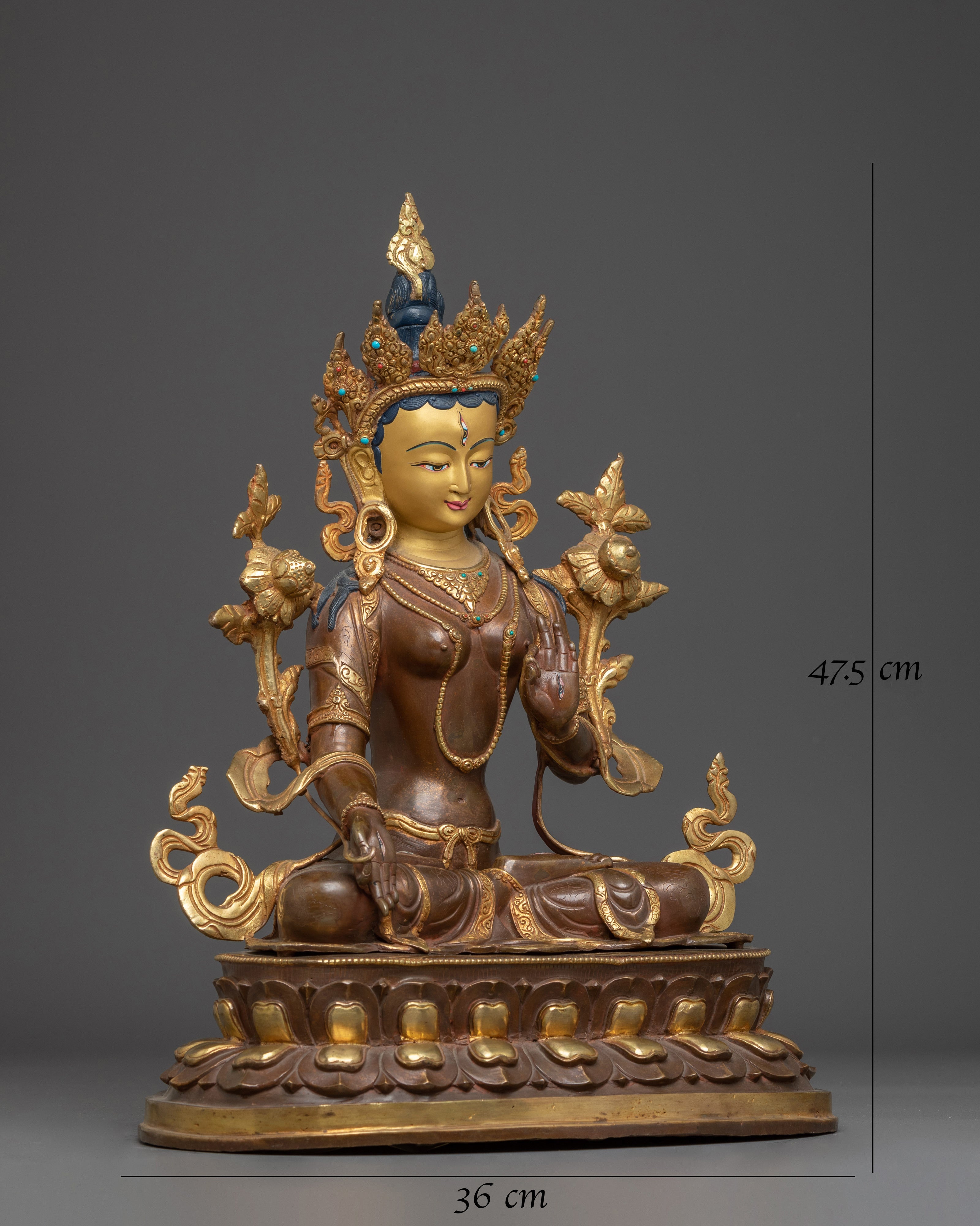 Handmade White Tara Statue: Compassionate Deity of Life