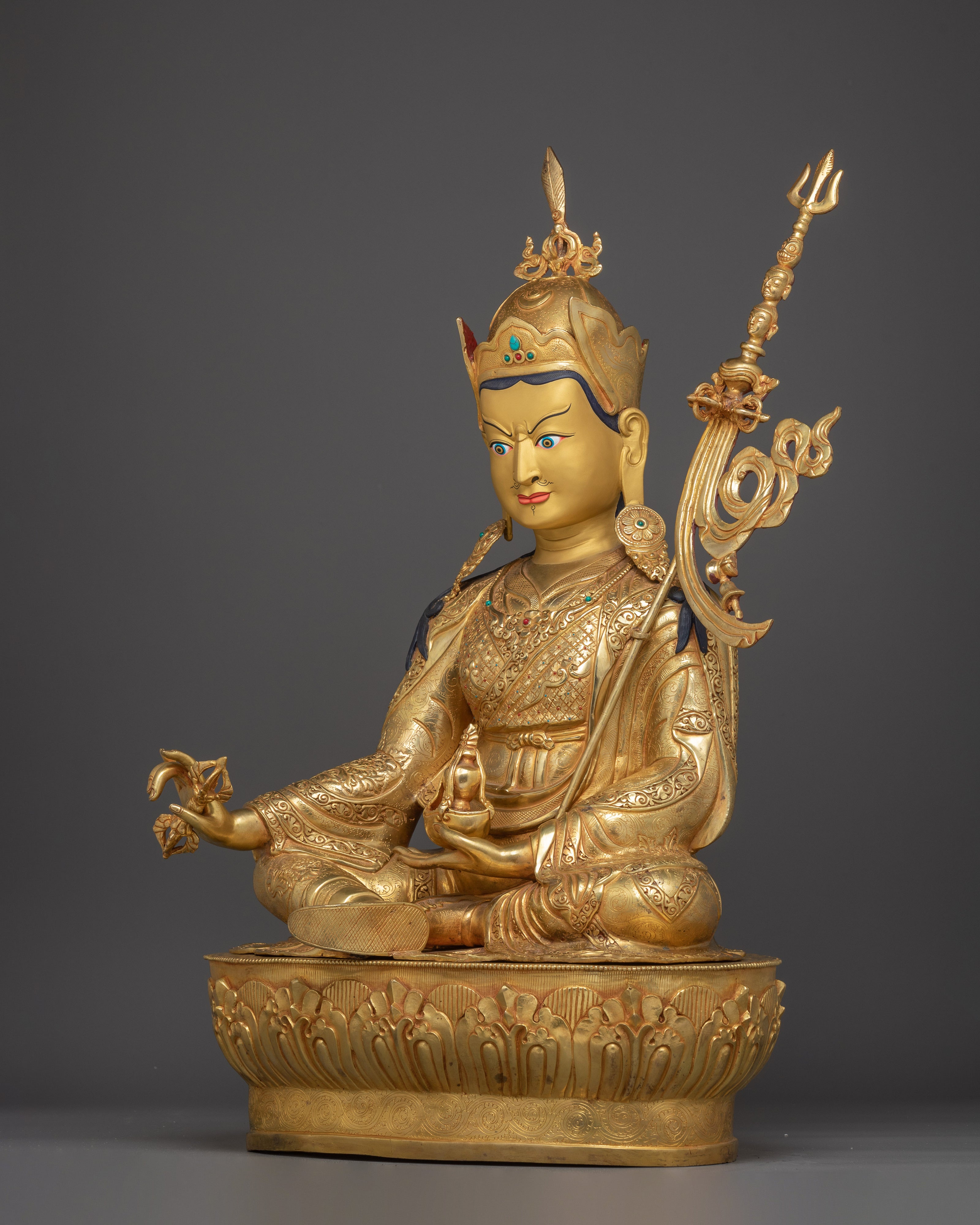 Statue of Vajra Master Guru Rinpoche | Padmasambhava Golden Sculpture
