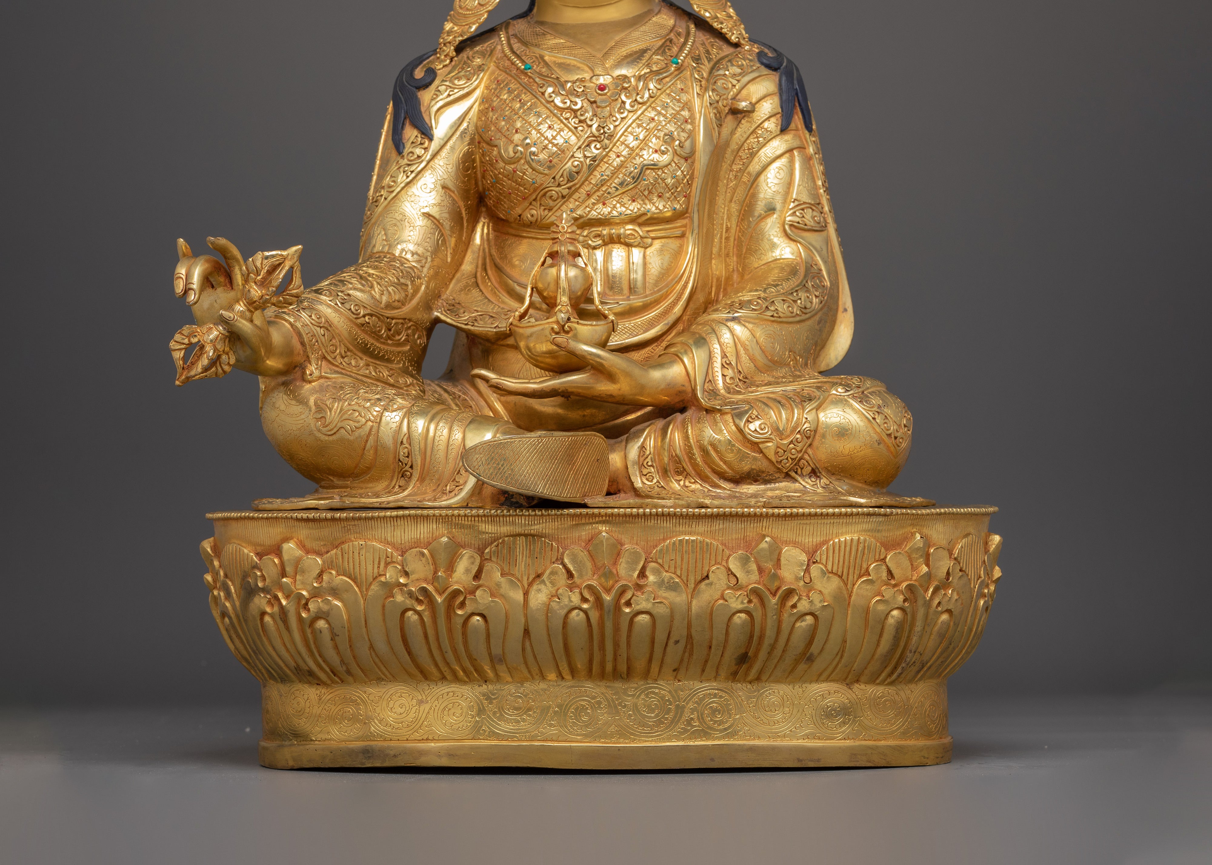 Statue of Vajra Master Guru Rinpoche | Padmasambhava Golden Sculpture