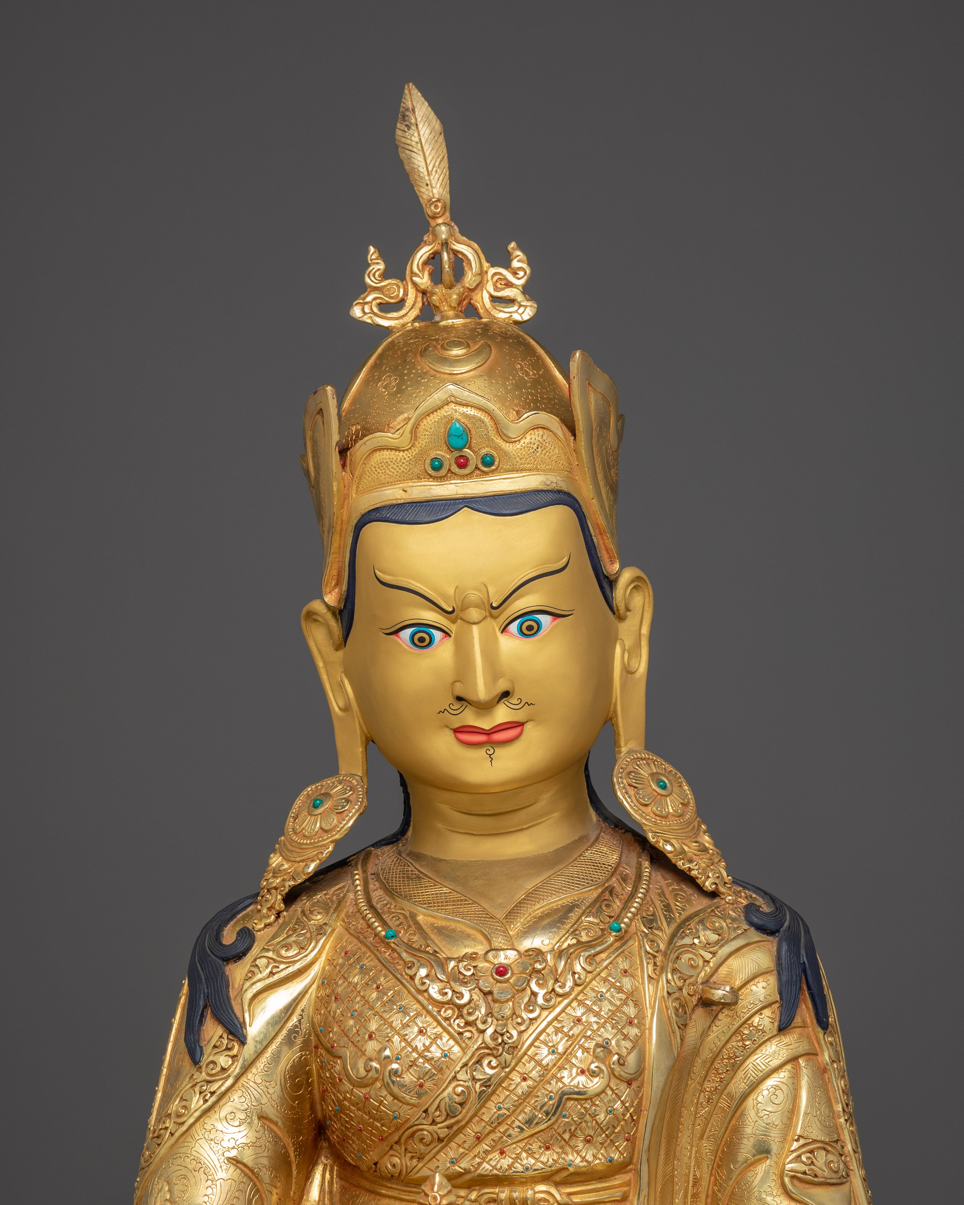 Statue of Vajra Master Guru Rinpoche | Padmasambhava Golden Sculpture