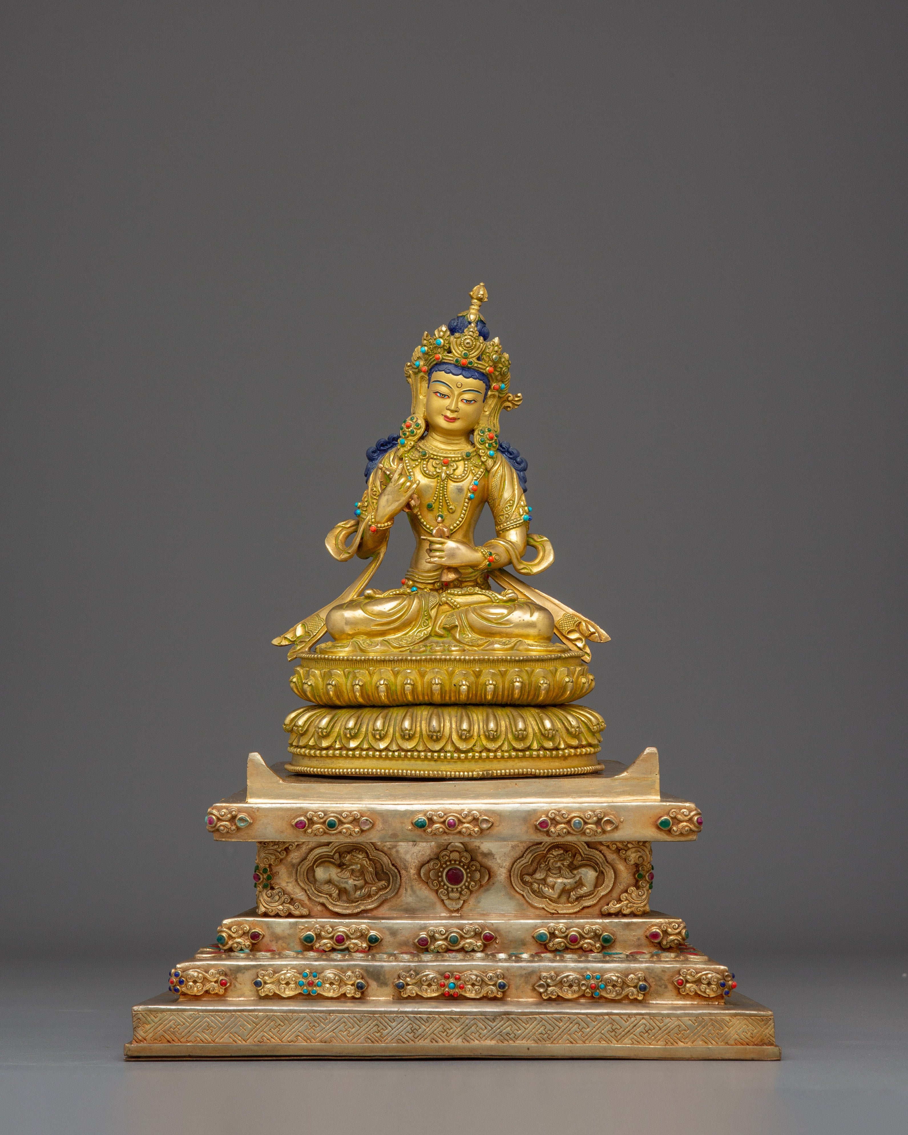 Statue of Vajrasattva With Throne: Bodhisattva of Purification