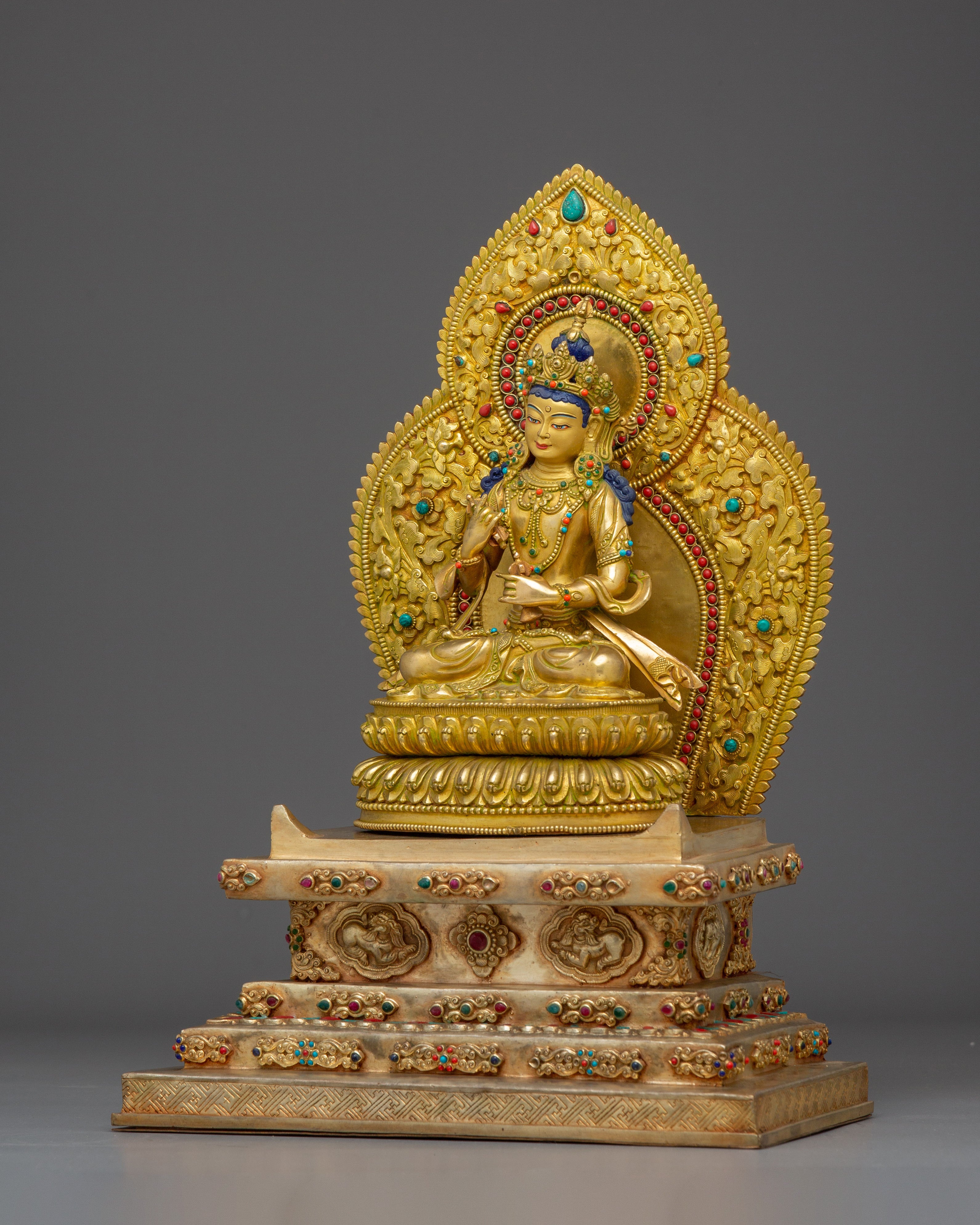 Statue of Vajrasattva With Throne: Bodhisattva of Purification