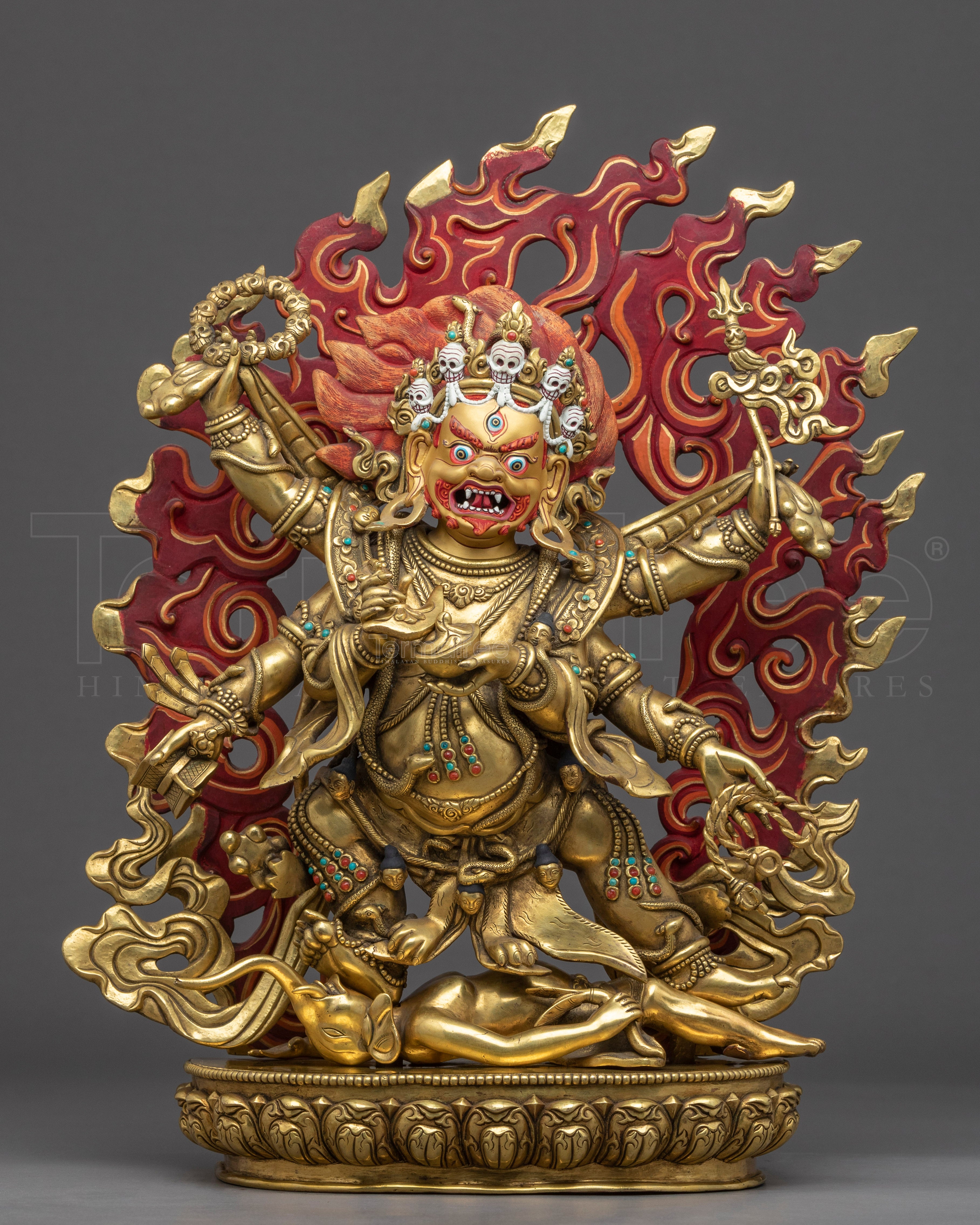 6 Armed Mahakala Statue | Traditional Himalayan Art