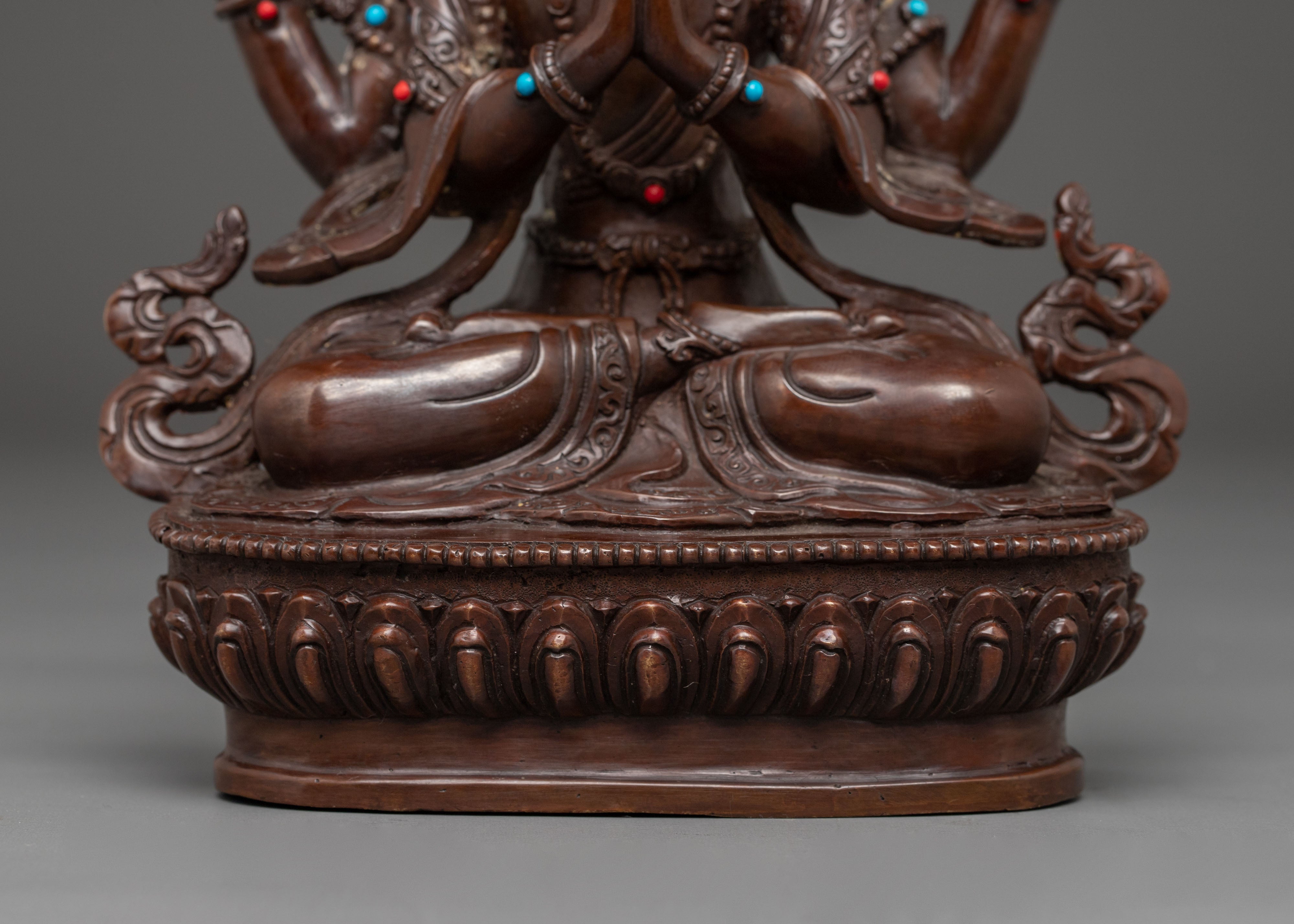 Handmade Statue of Bodhisattva Chenrezig | Tibetan Buddhism Art