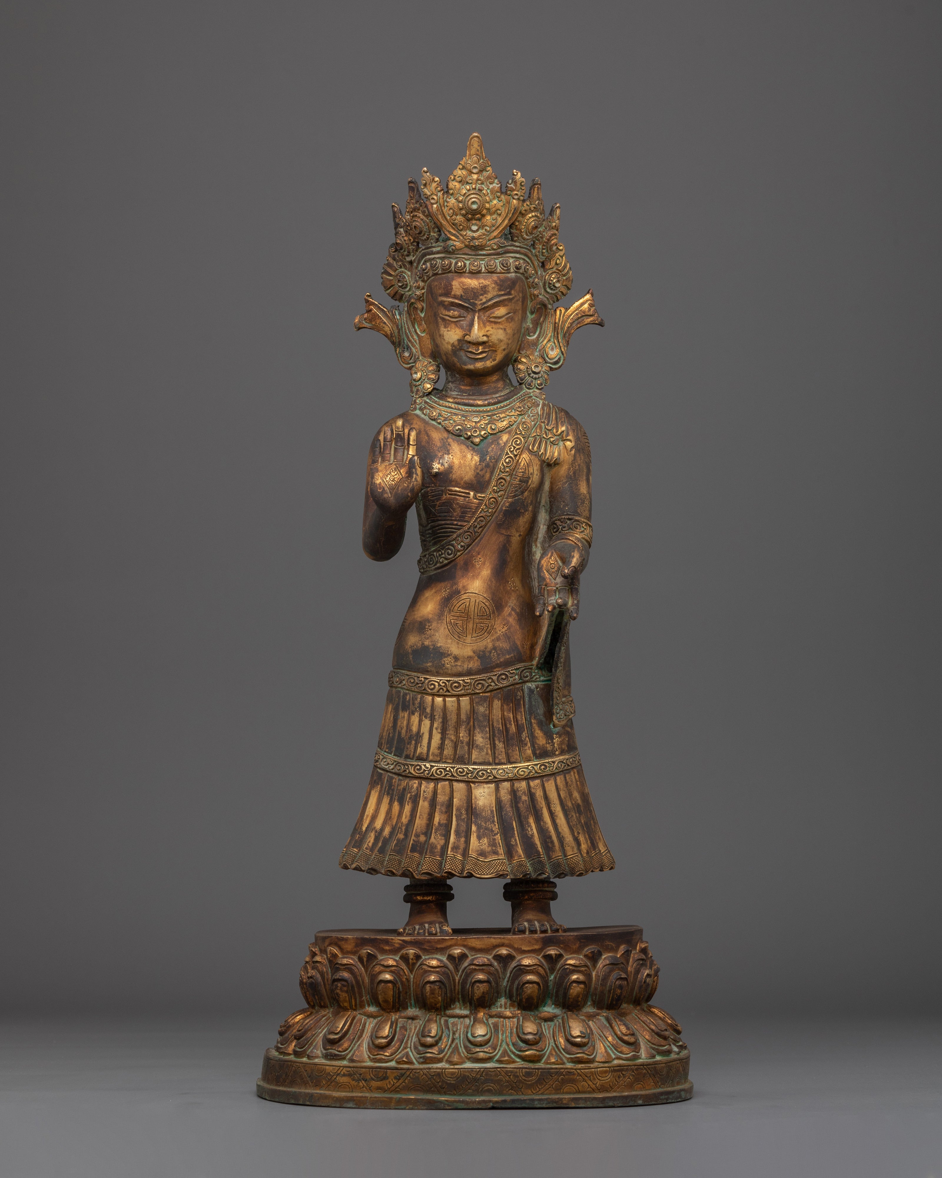 Copper Handmade Statue of Standing Buddha