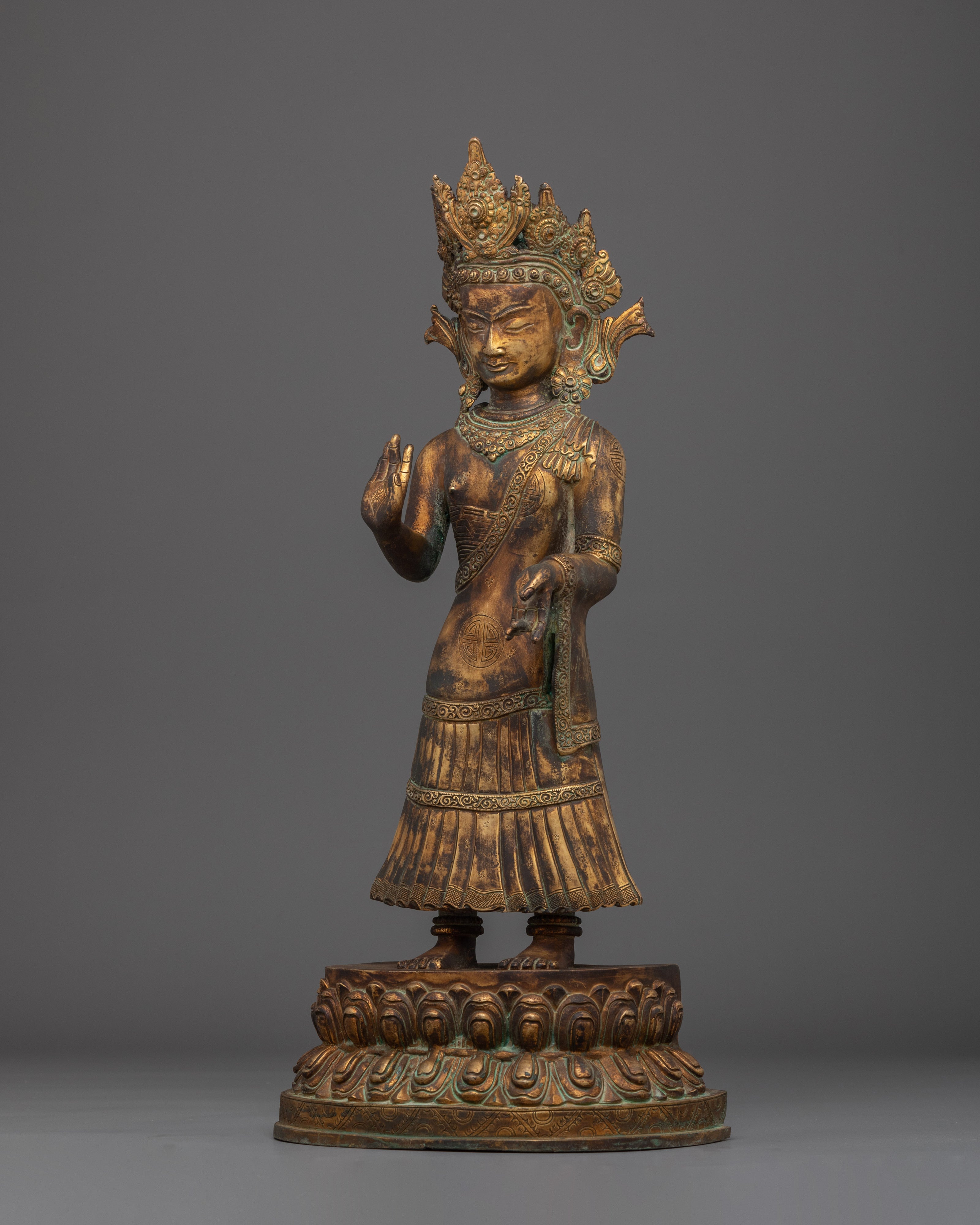 Copper Handmade Statue of Standing Buddha