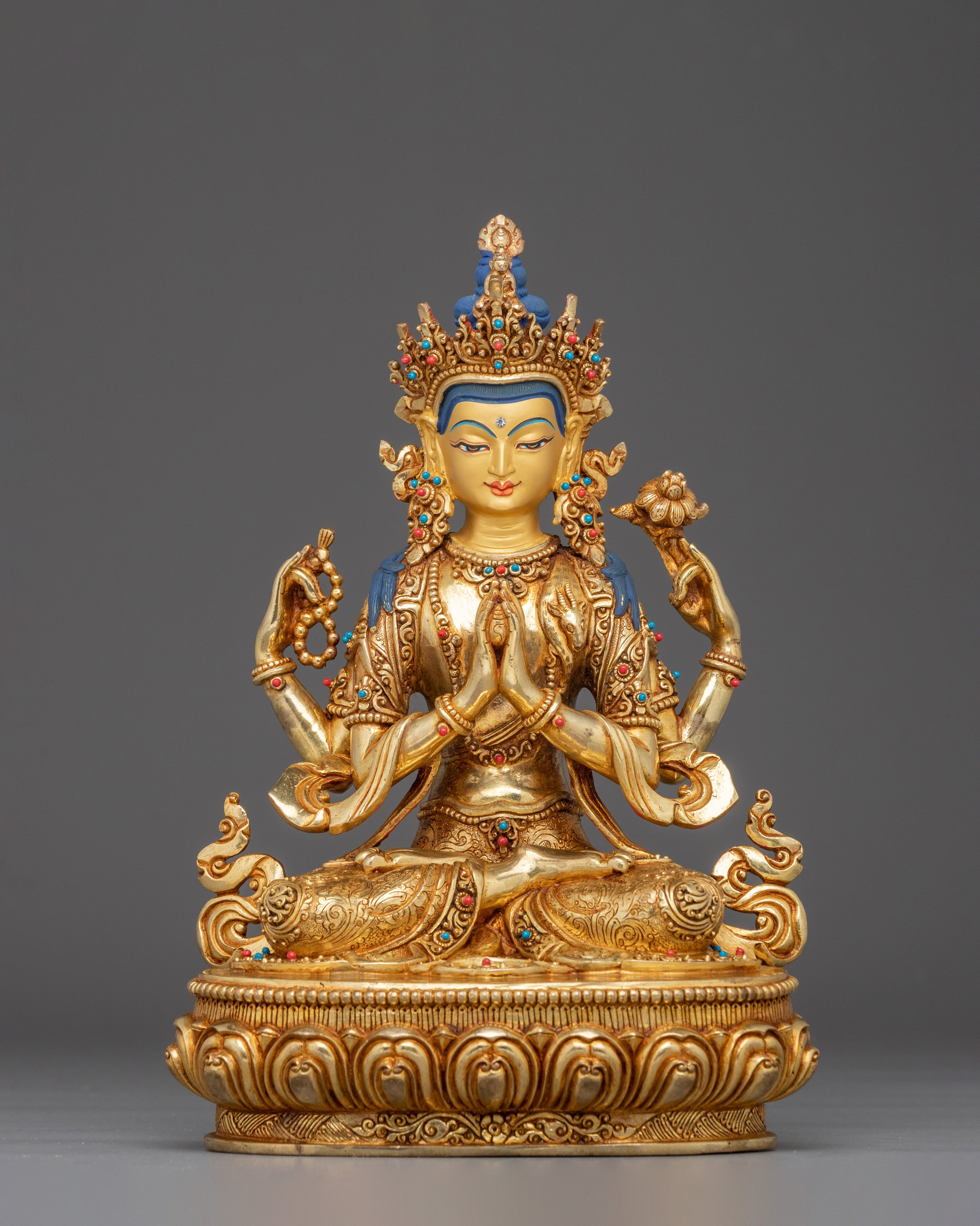 Golden Chenrezig Statue: The Bodhisattva of Compassion