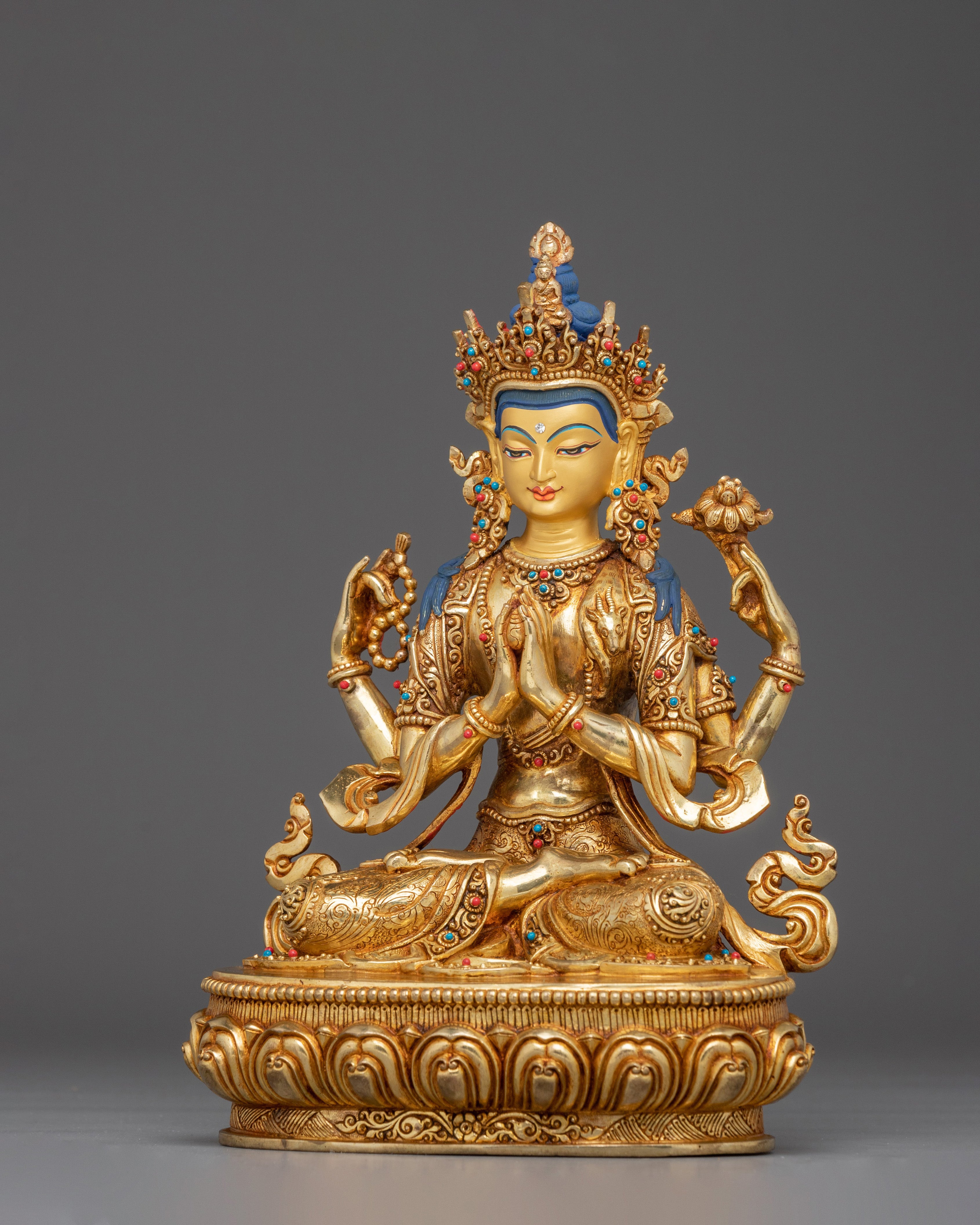 Golden Chenrezig Statue: The Bodhisattva of Compassion