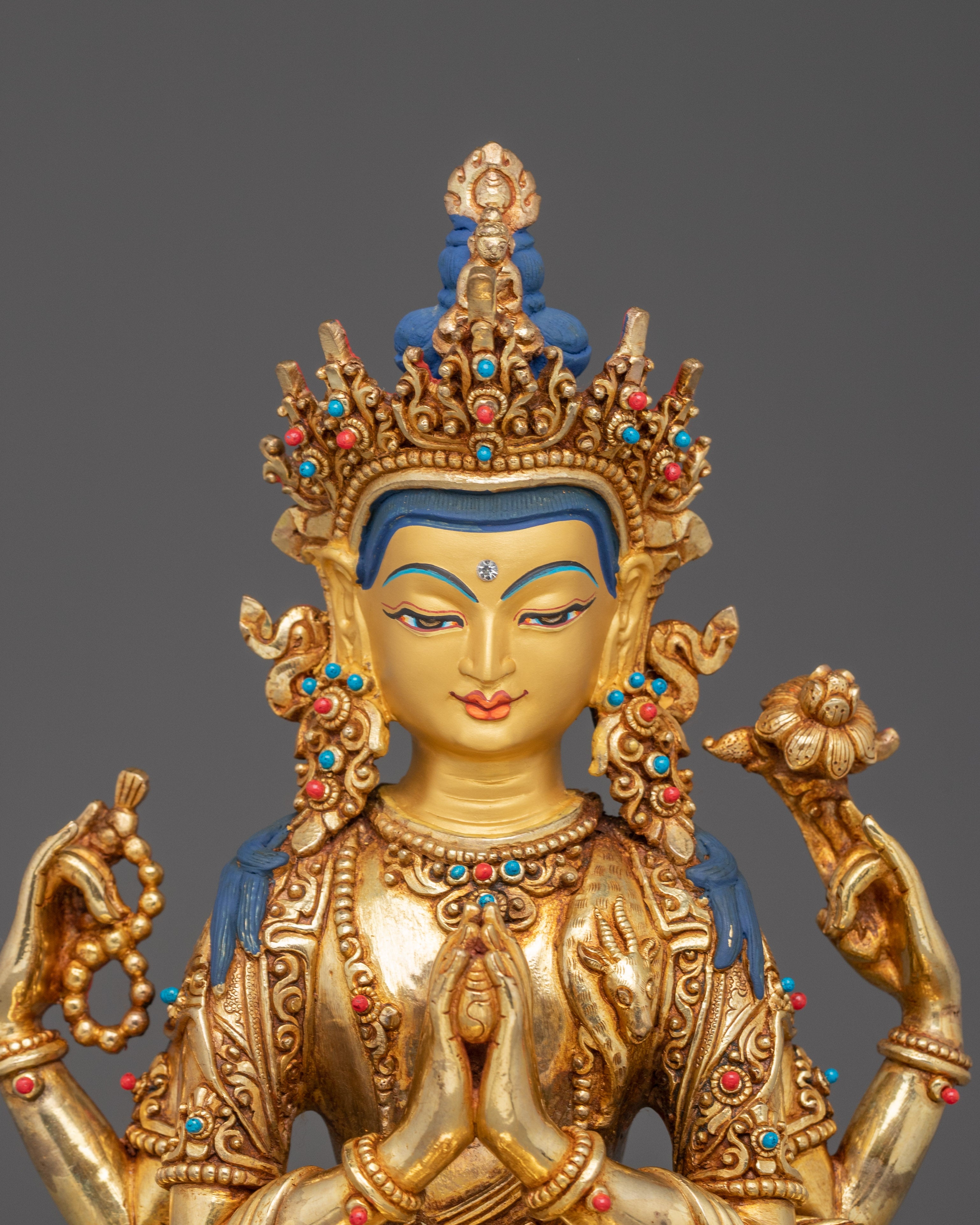 Golden Chenrezig Statue: The Bodhisattva of Compassion