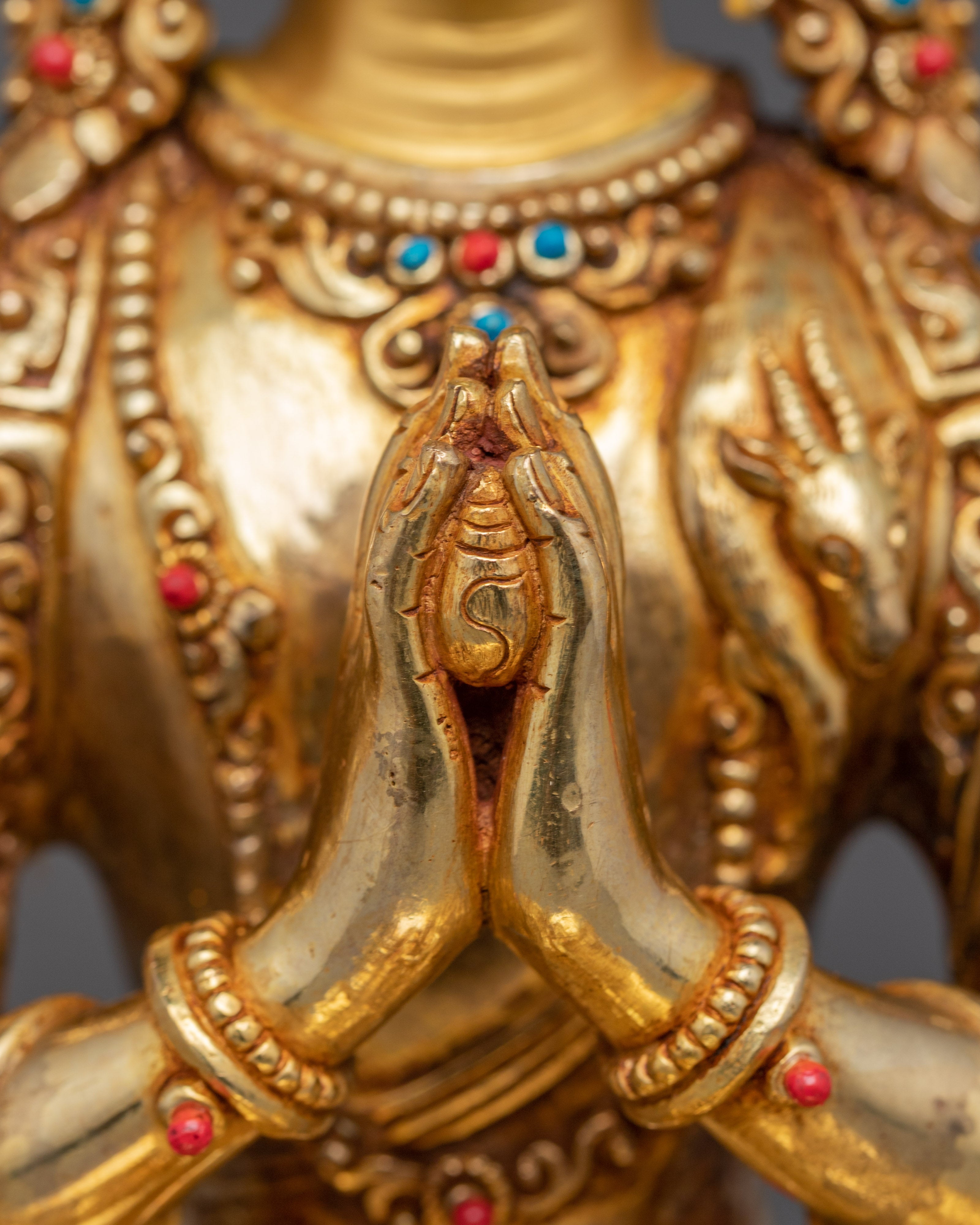 Golden Chenrezig Statue: The Bodhisattva of Compassion