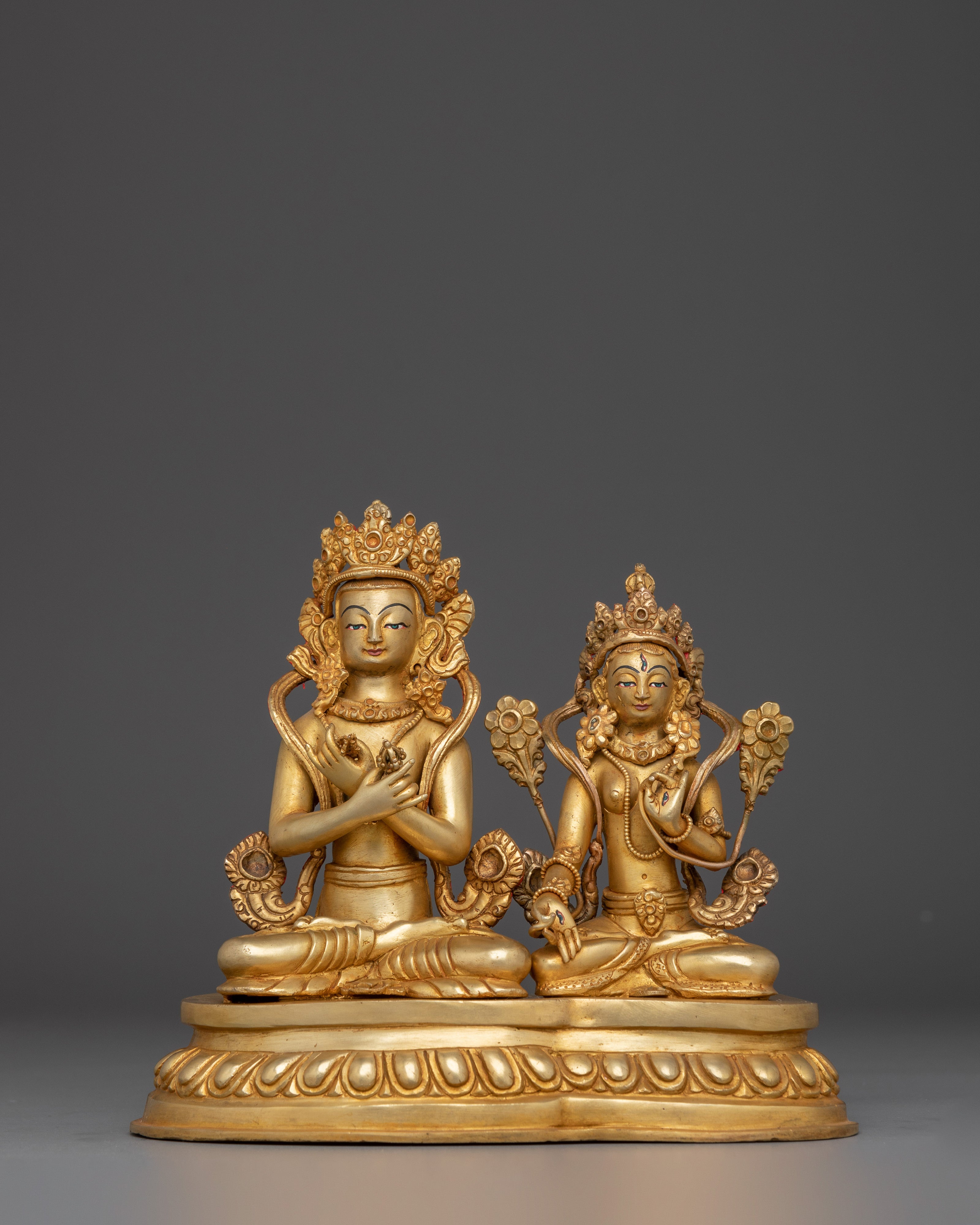 Vajradhara and White Tara Statue Set