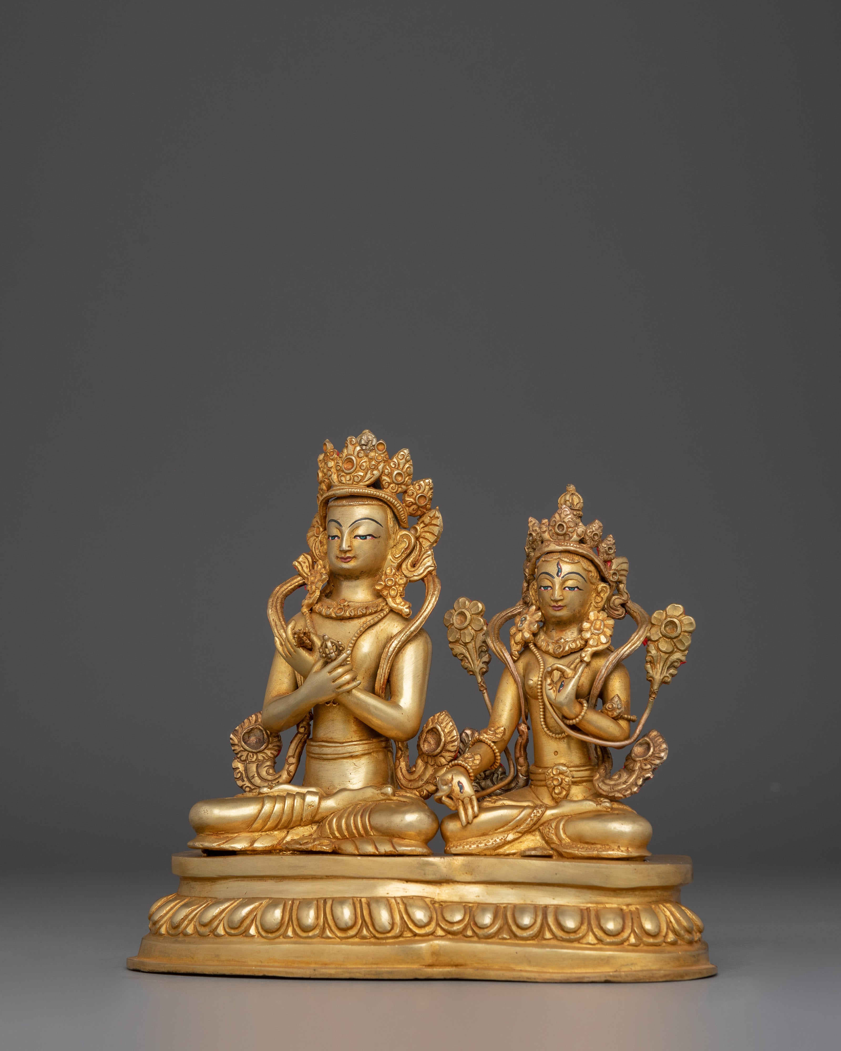 Vajradhara and White Tara Statue Set