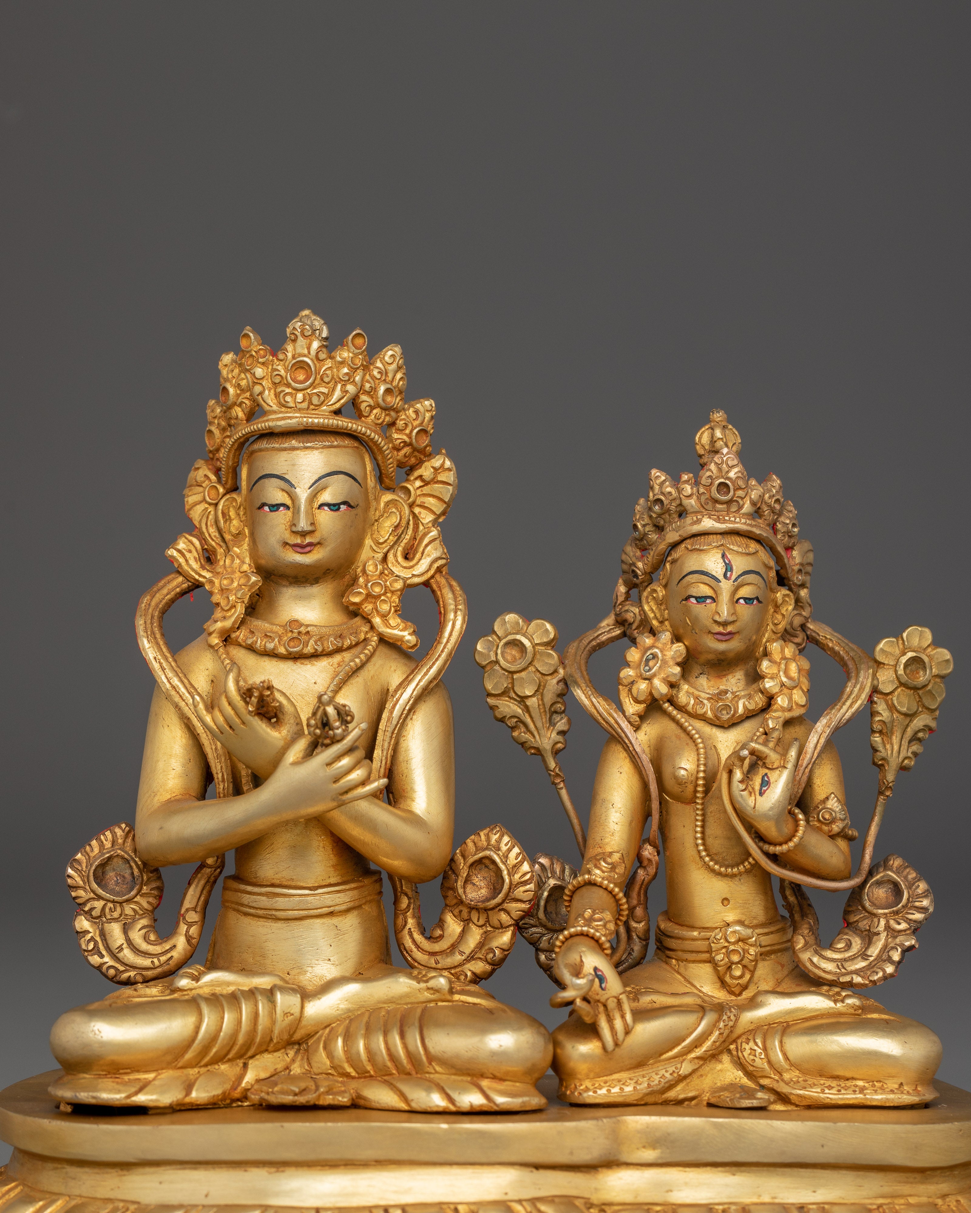 Vajradhara and White Tara Statue Set