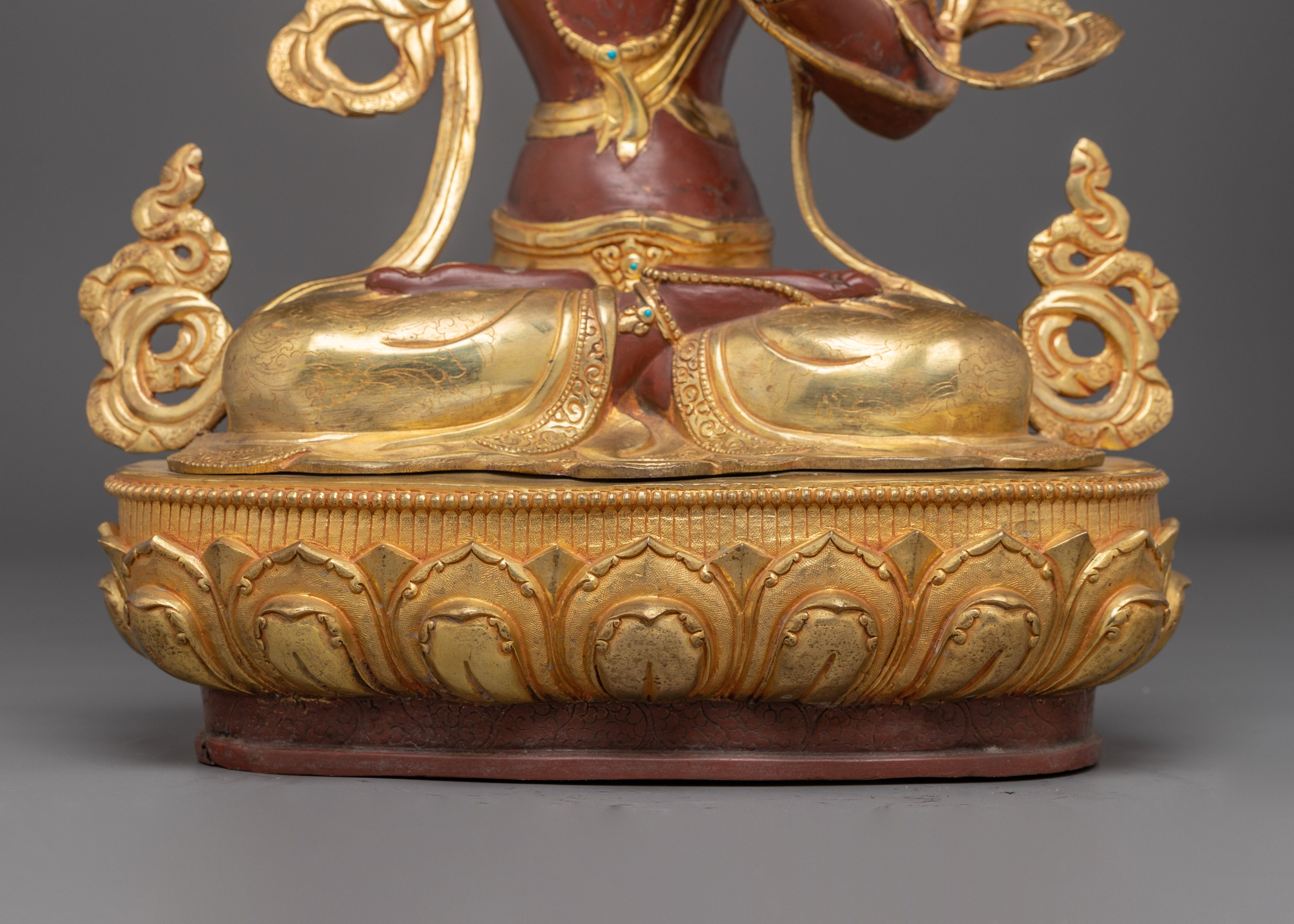 Golden Manjushri Figurine: The Wisdom Bodhisattva