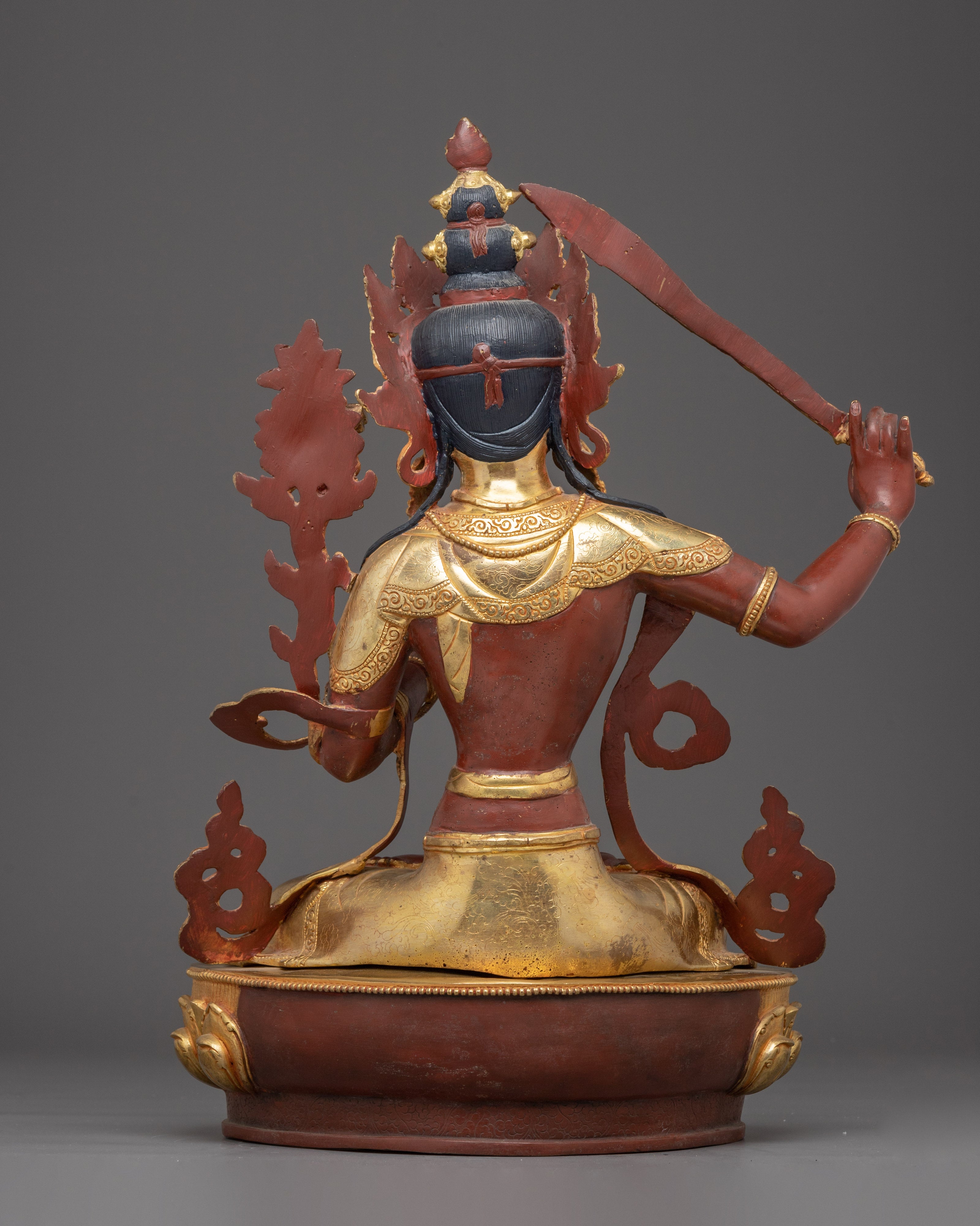 Golden Manjushri Figurine: The Wisdom Bodhisattva