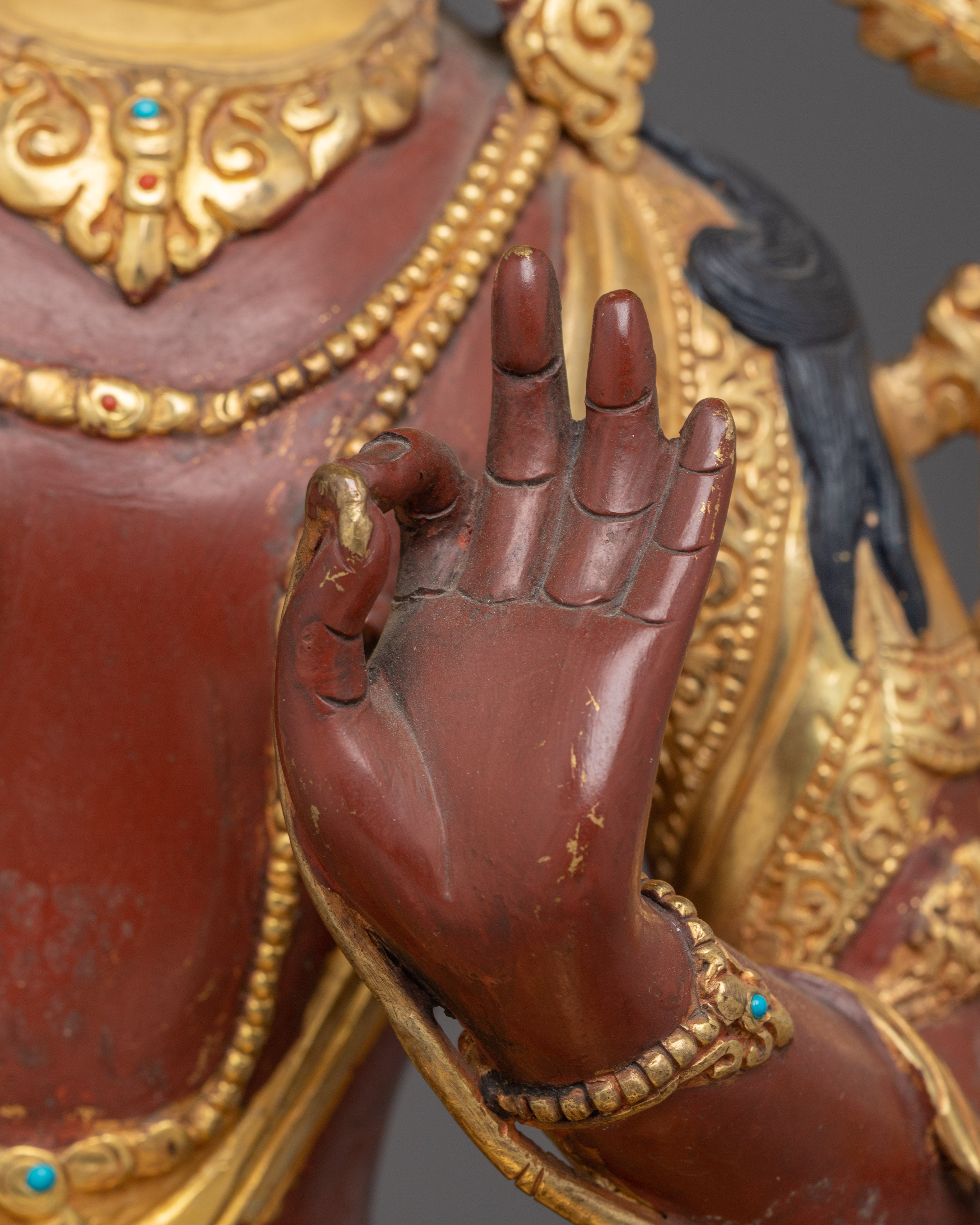 Golden Manjushri Figurine: The Wisdom Bodhisattva