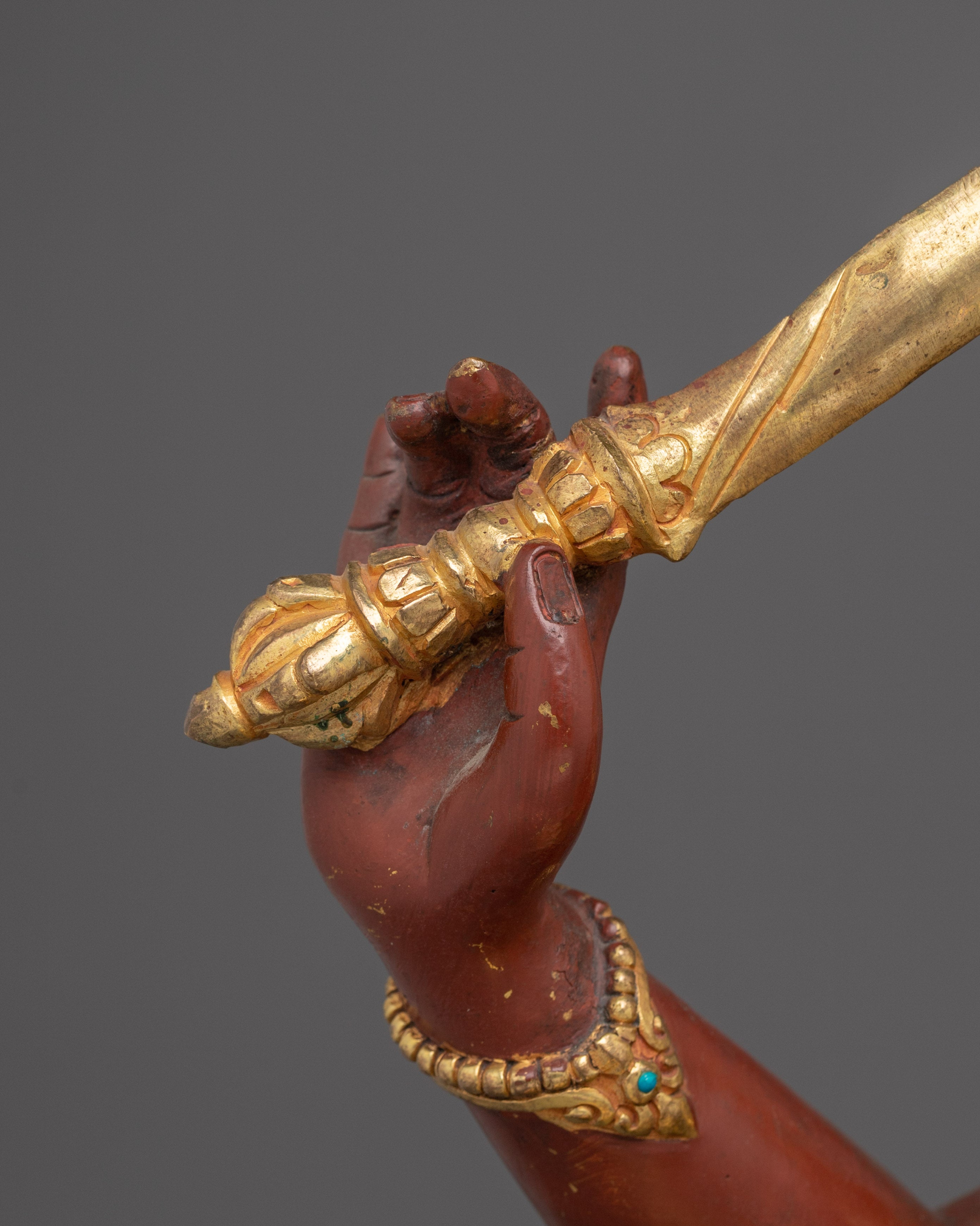 Golden Manjushri Figurine: The Wisdom Bodhisattva