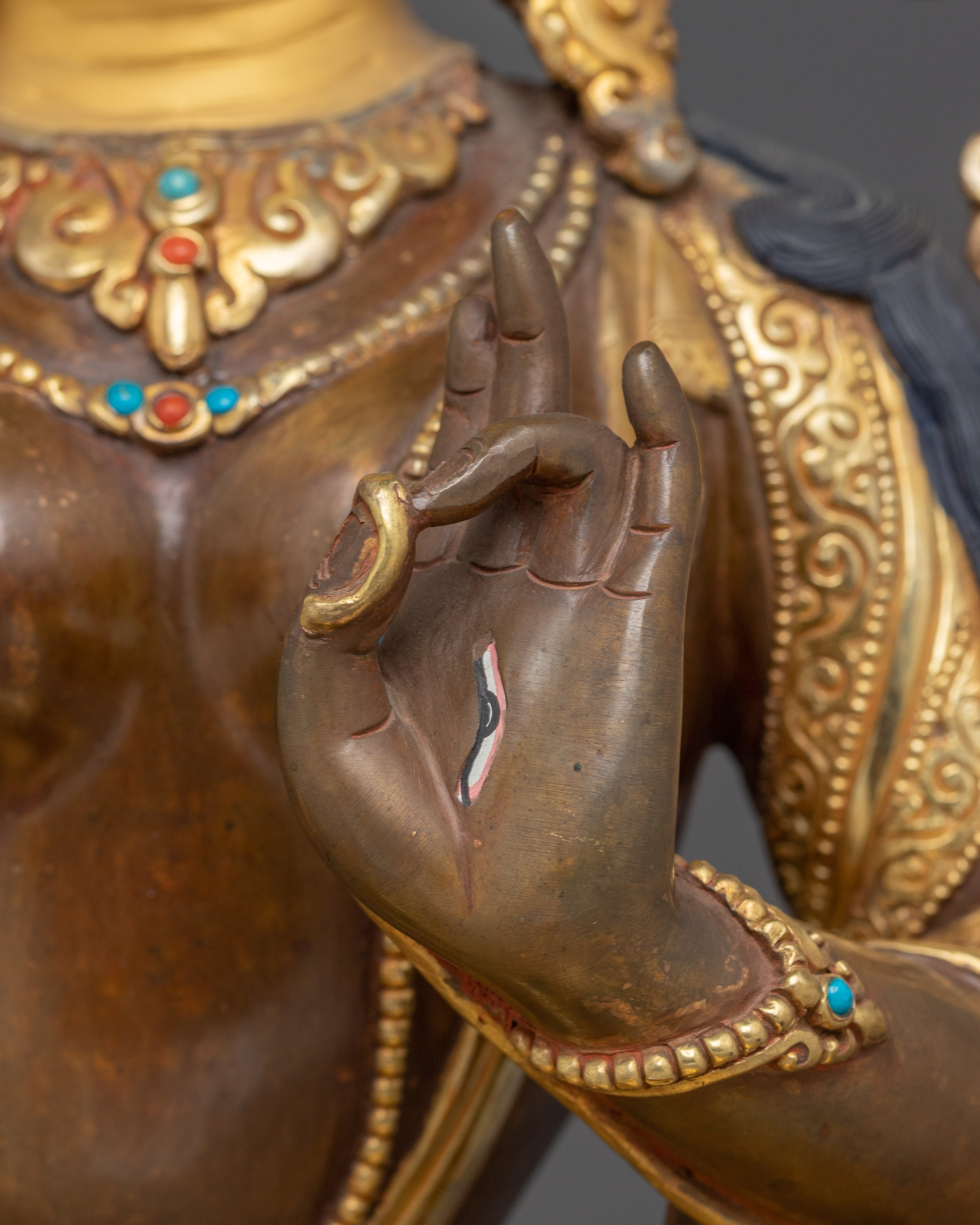 Seven-Eyed Deity White Tara Golden Figurine