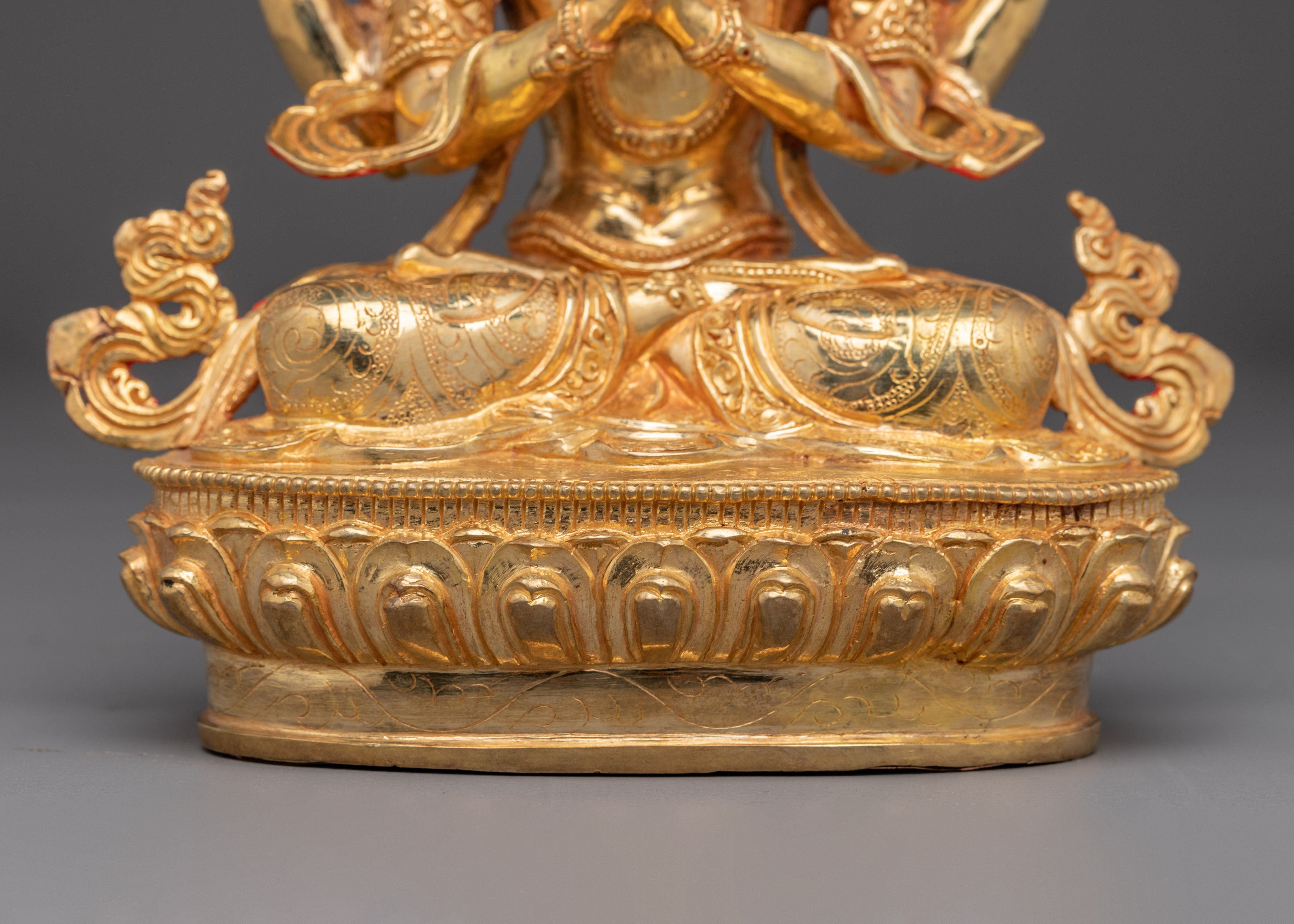 Golden Chenrezig Art: Bodhisattva of Wisdom