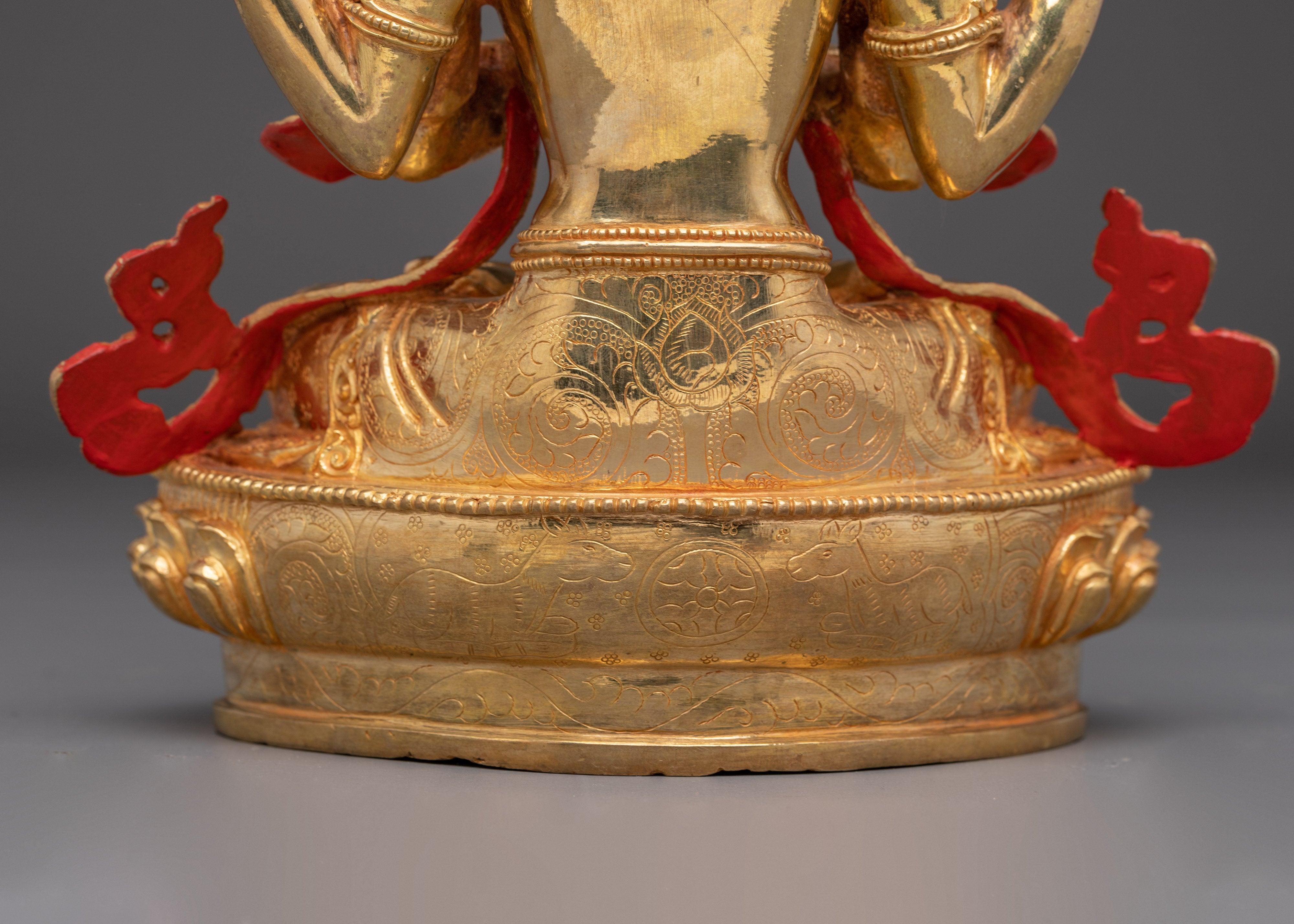 Golden Chenrezig Art: Bodhisattva of Wisdom