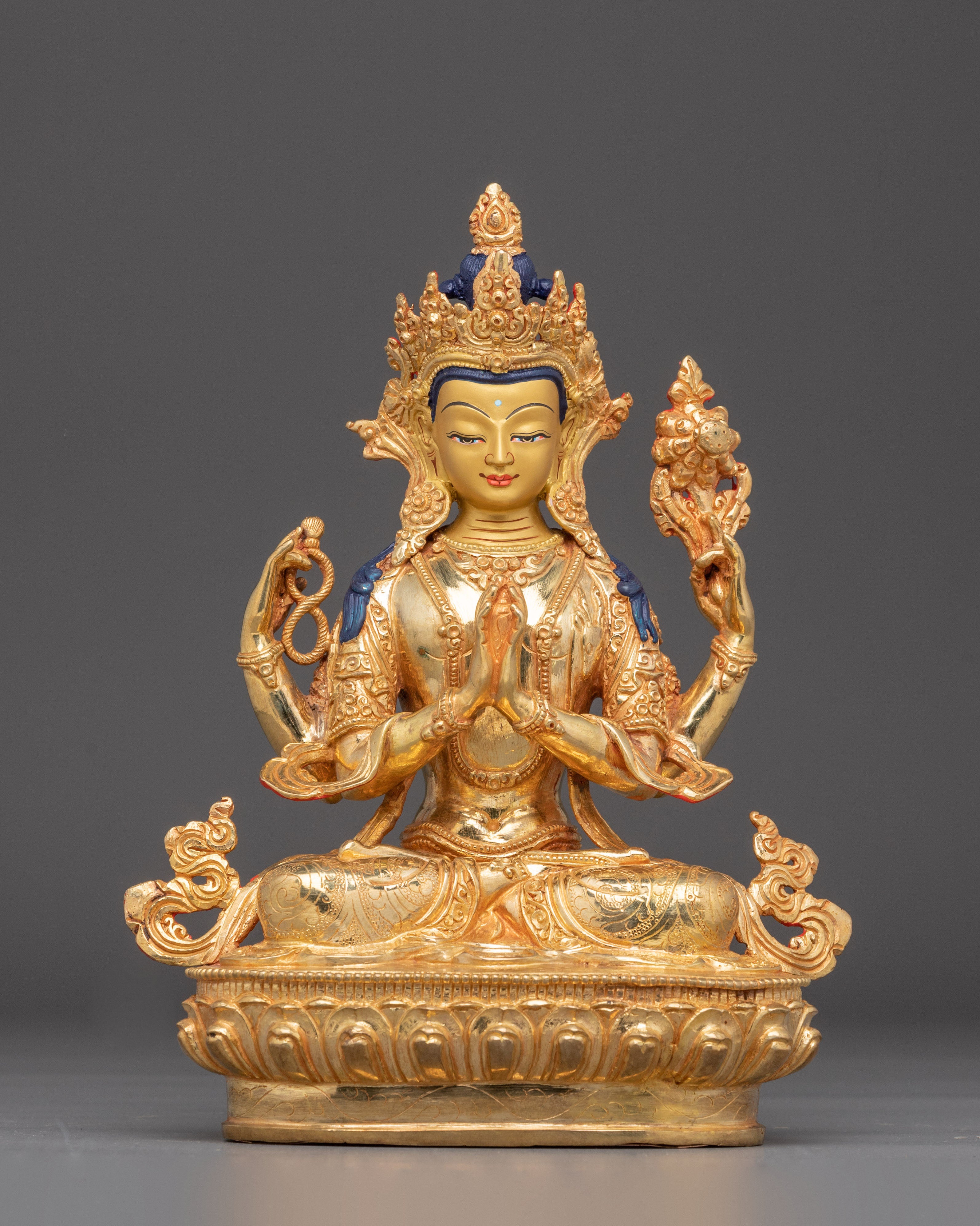 Golden Chenrezig Art: Bodhisattva of Wisdom