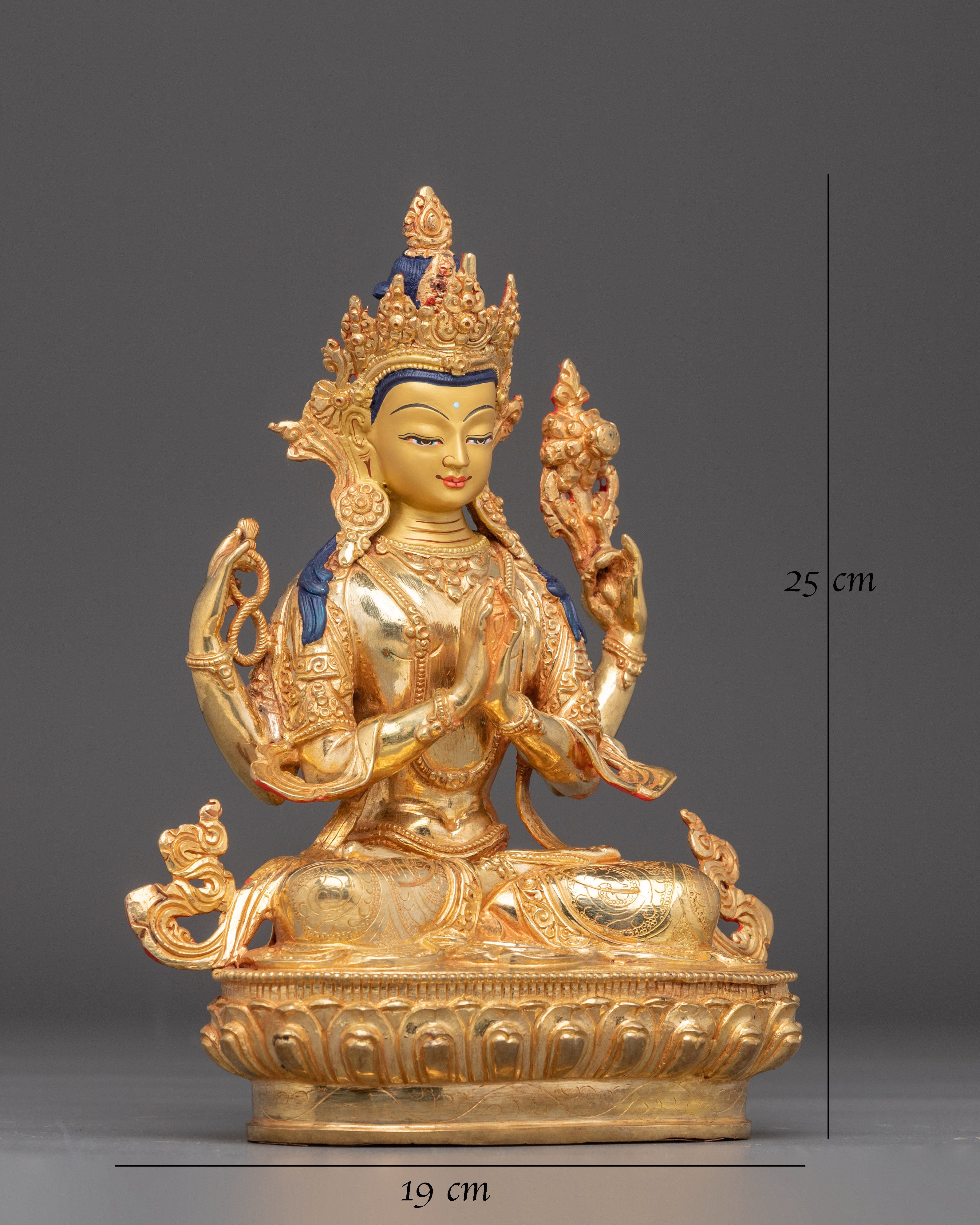Golden Chenrezig Art: Bodhisattva of Wisdom