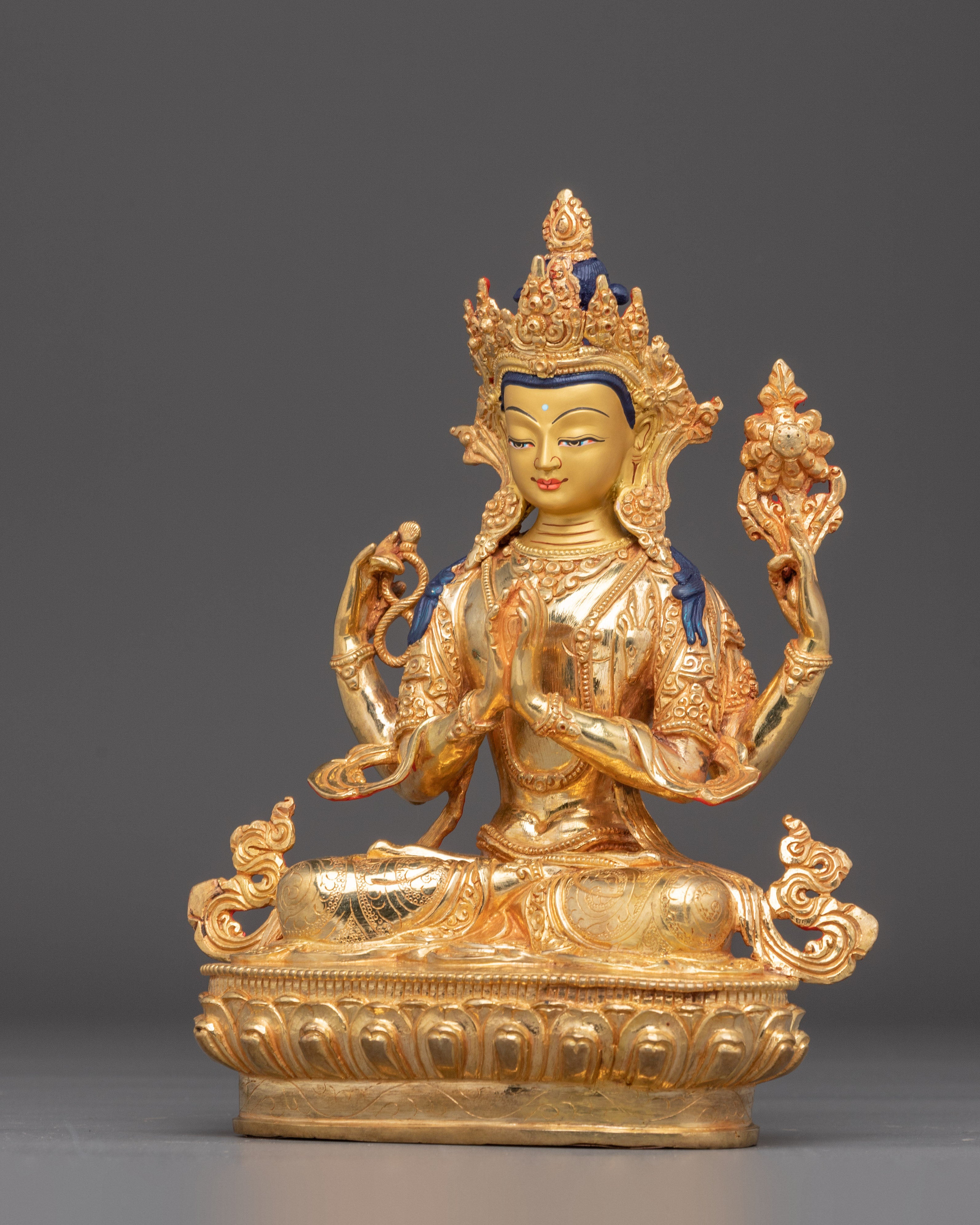 Golden Chenrezig Art: Bodhisattva of Wisdom