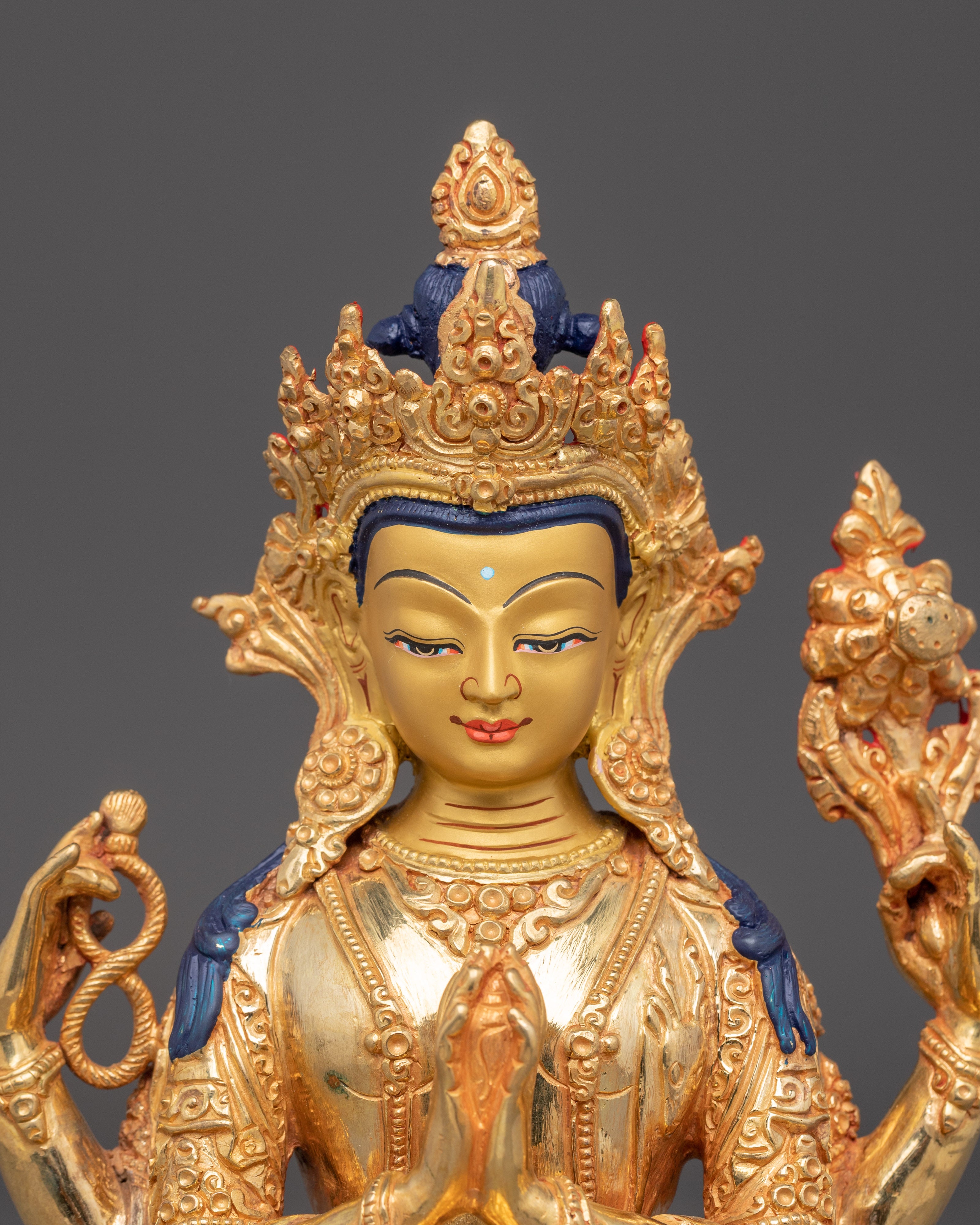 Golden Chenrezig Art: Bodhisattva of Wisdom