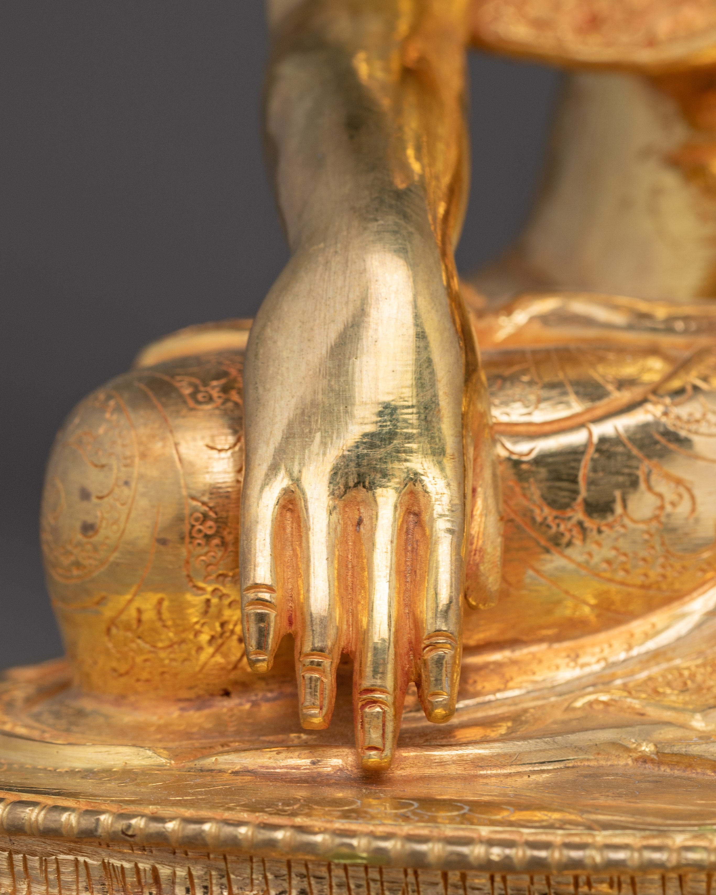 Golden Shakyamuni Buddha Copper Sculpture