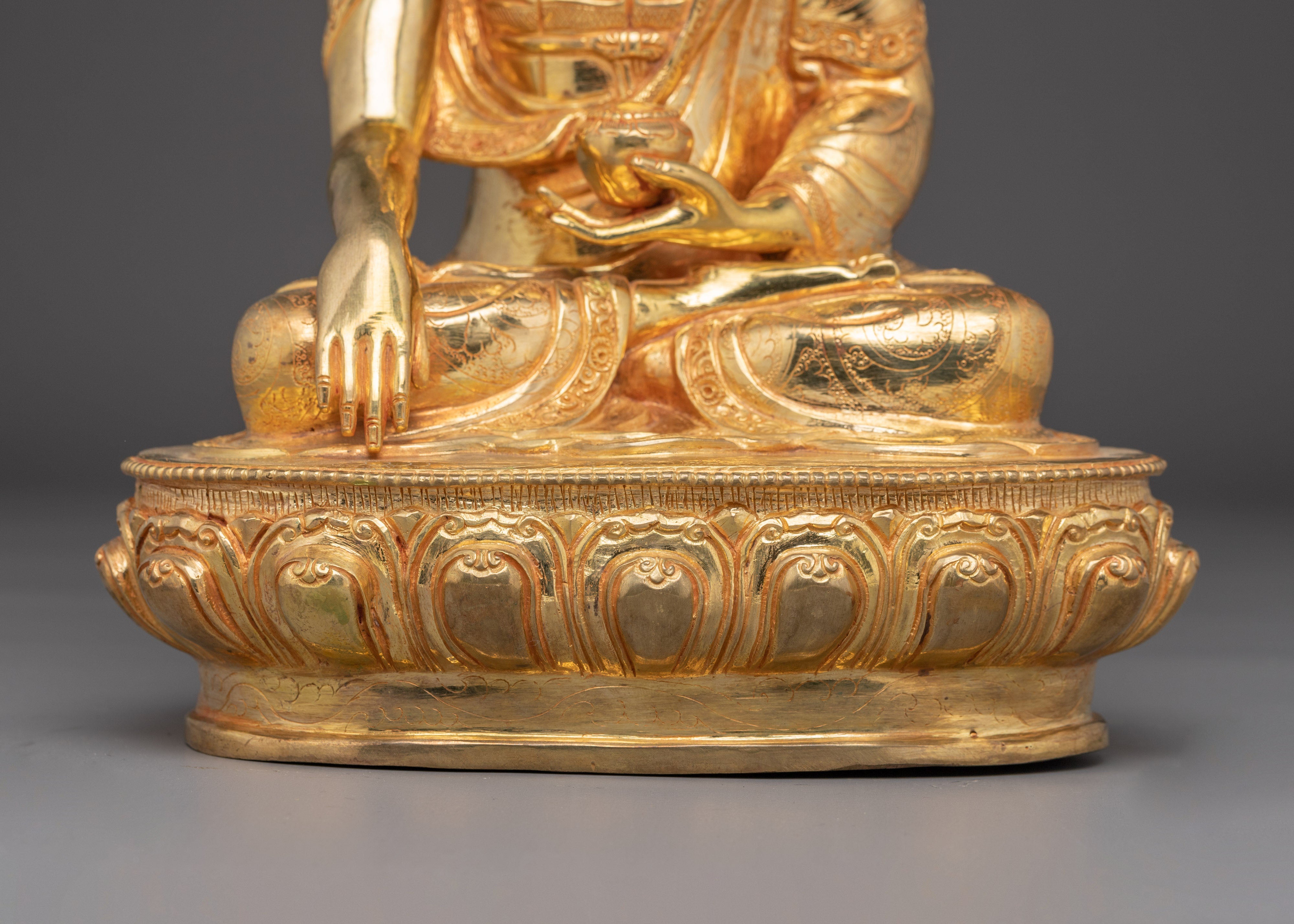 Golden Shakyamuni Buddha Copper Sculpture