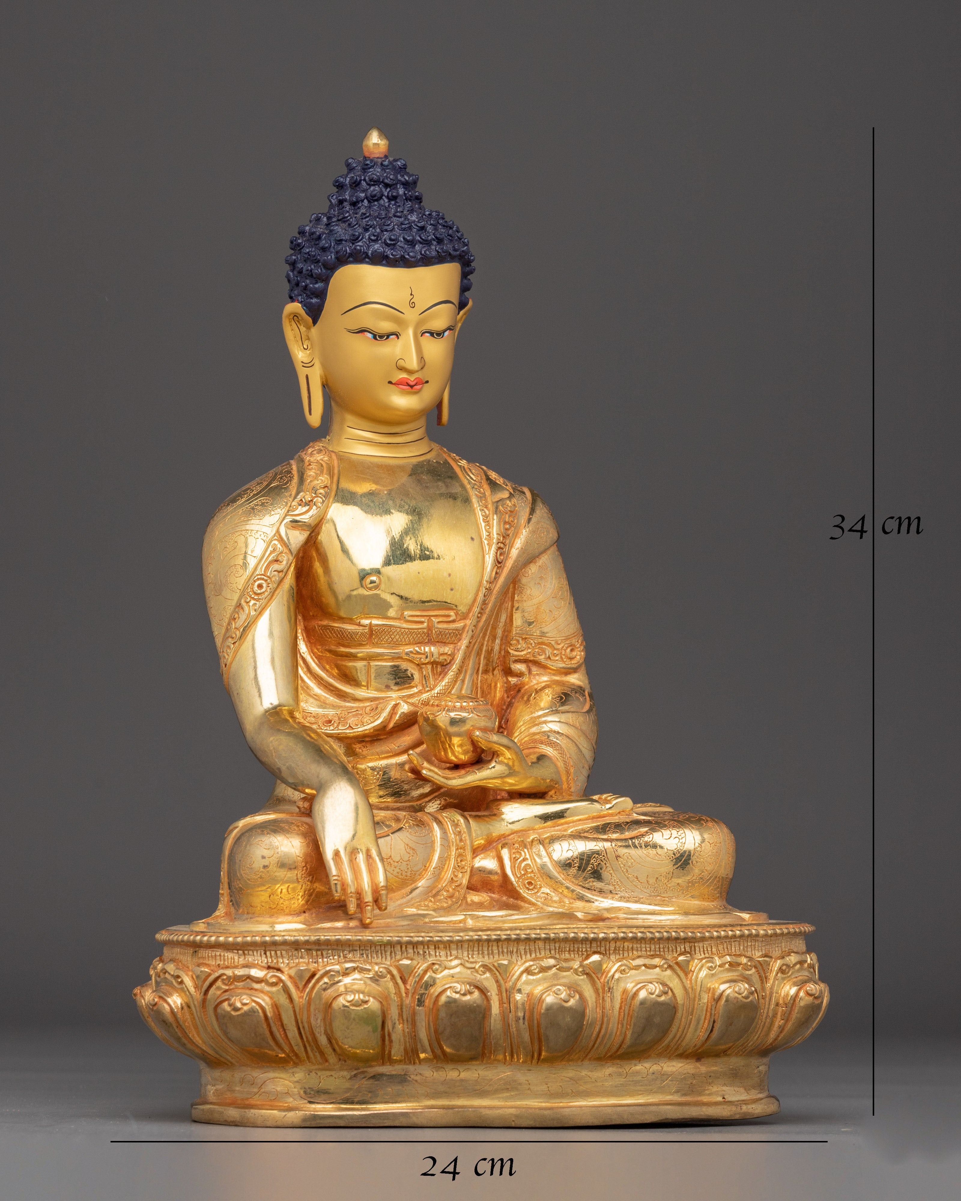 Golden Shakyamuni Buddha Copper Sculpture