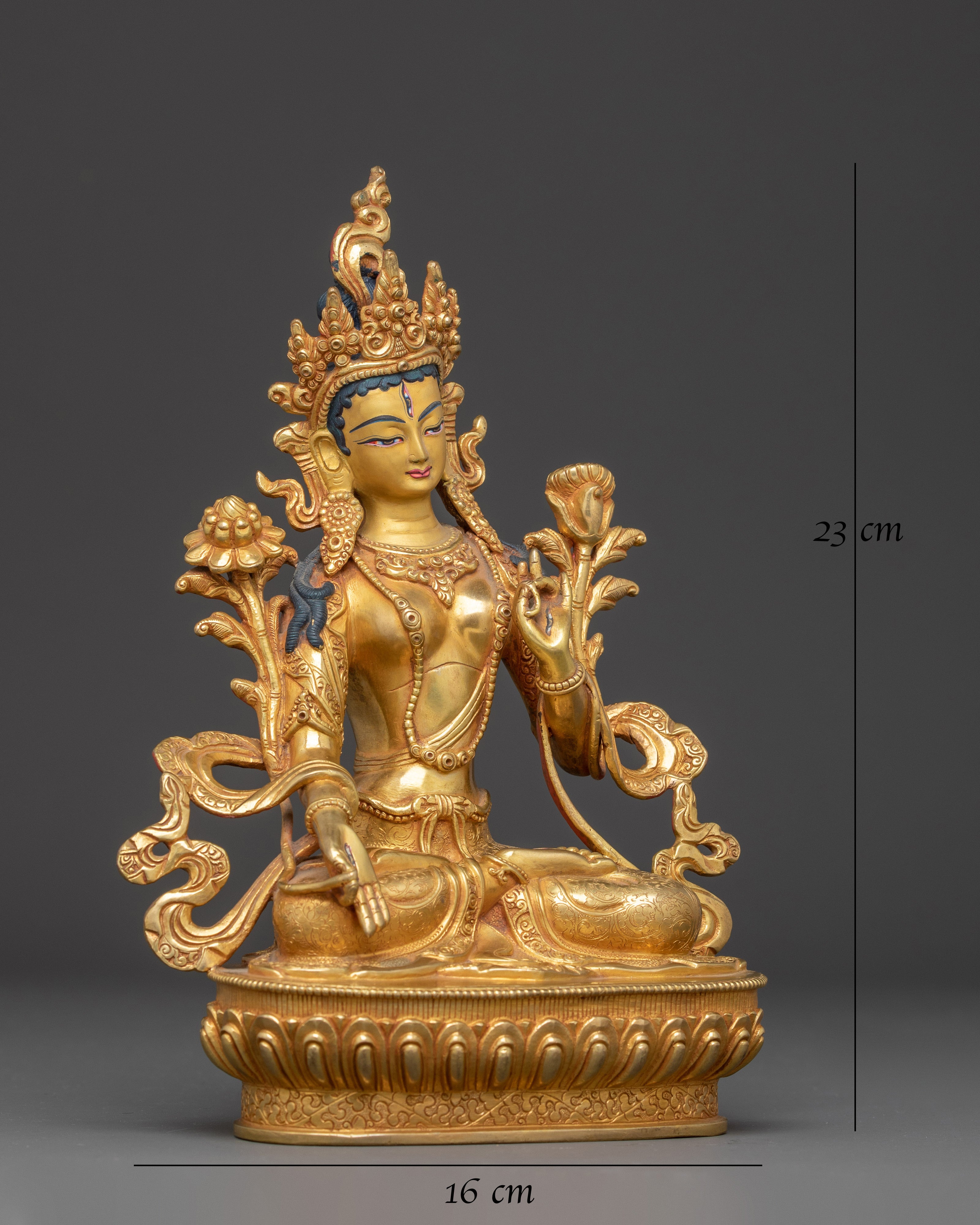 Golden Sita Tara Handmade Artwork: Tibetan Healing Goddess
