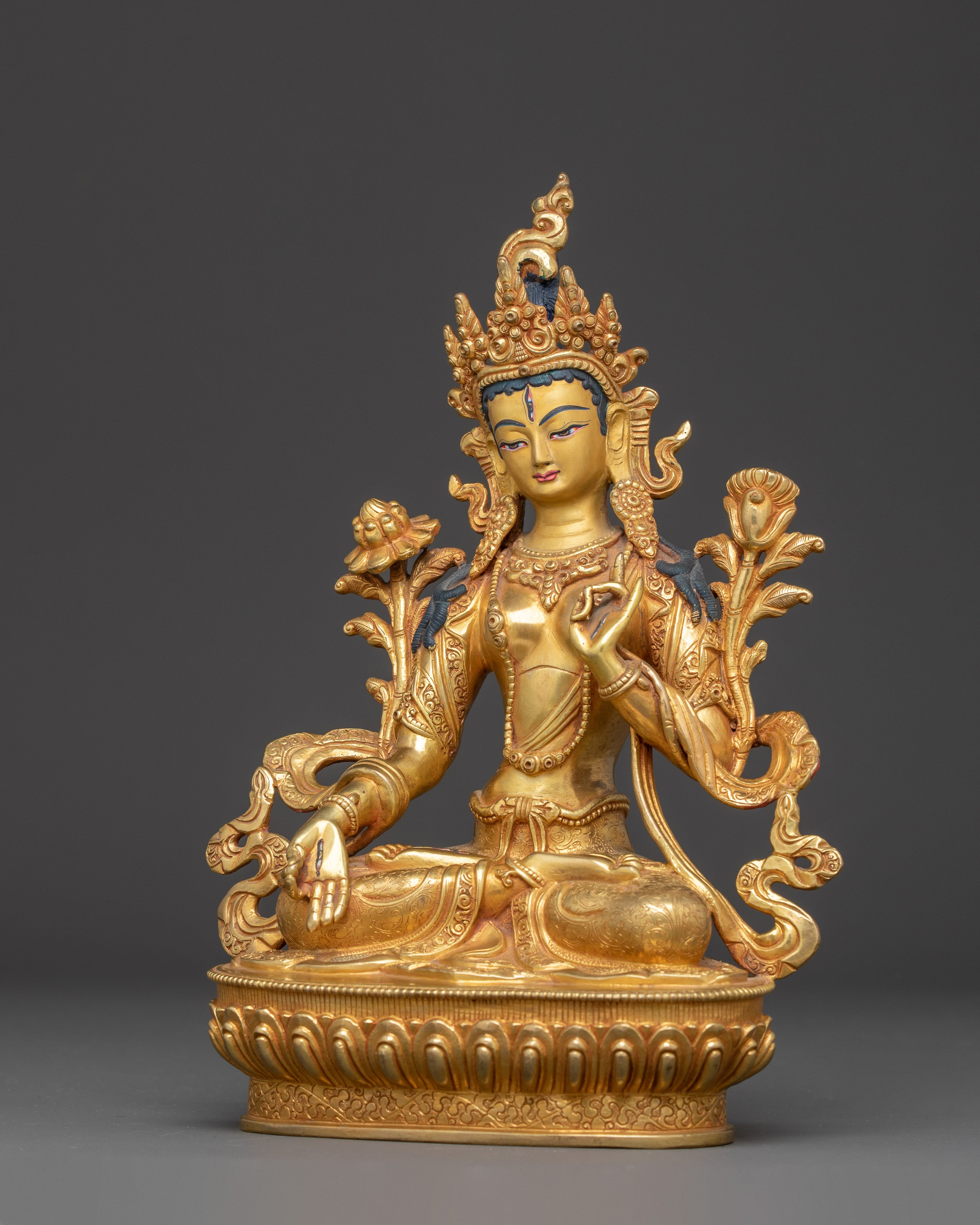 Golden Sita Tara Handmade Artwork: Tibetan Healing Goddess
