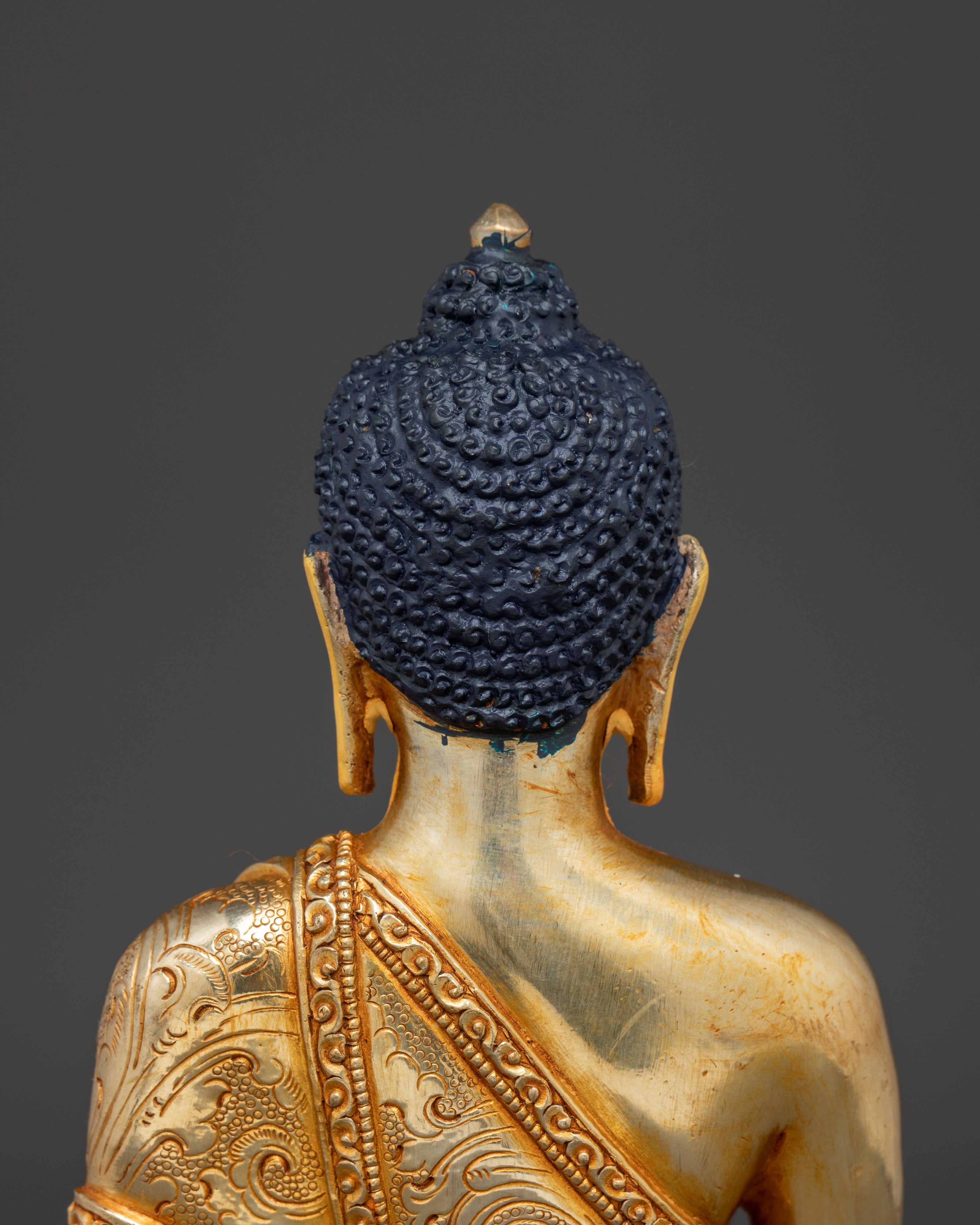 Tibetan Golden Shakyamuni Buddha Sculpture for Meditation