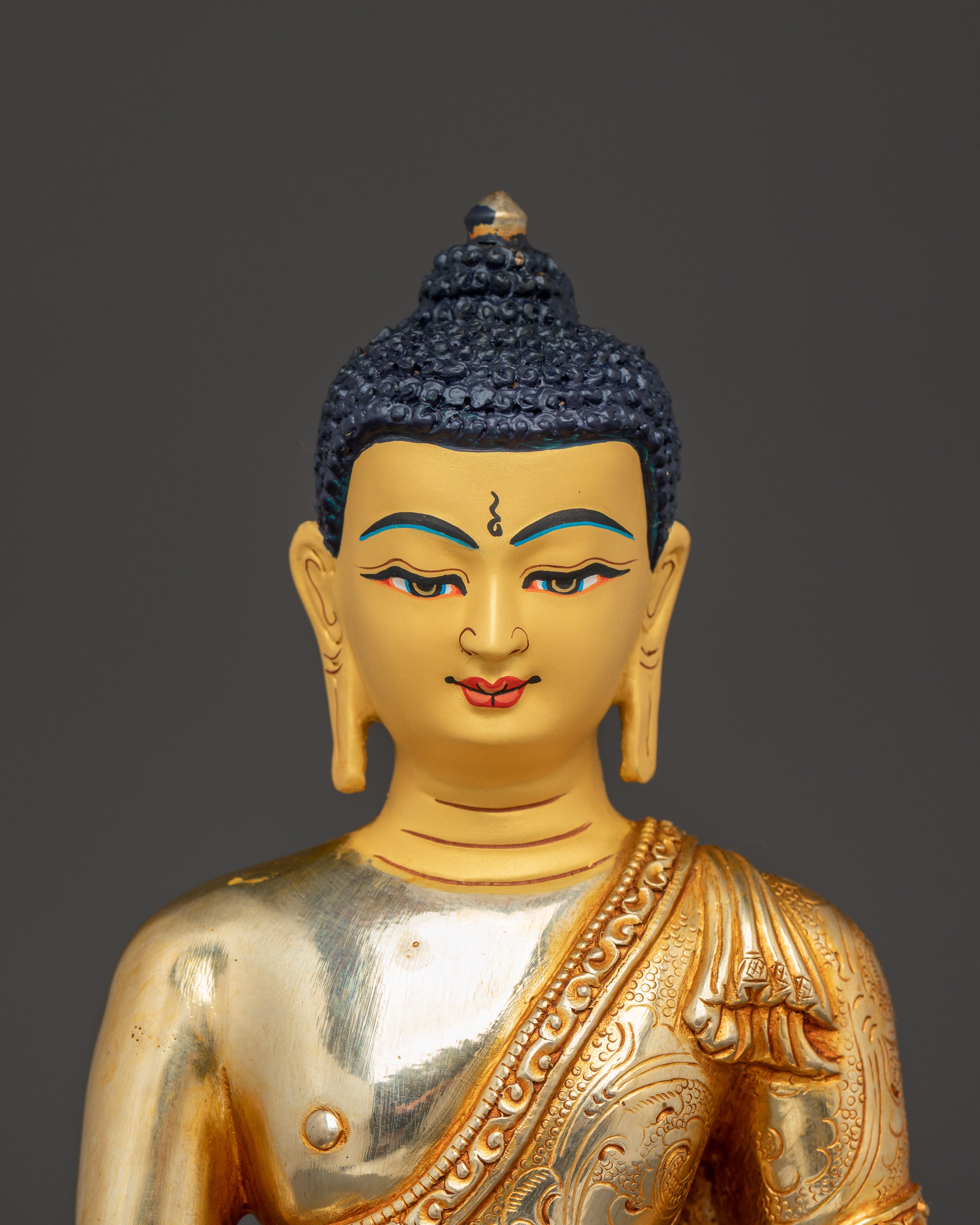 Tibetan Golden Shakyamuni Buddha Sculpture for Meditation