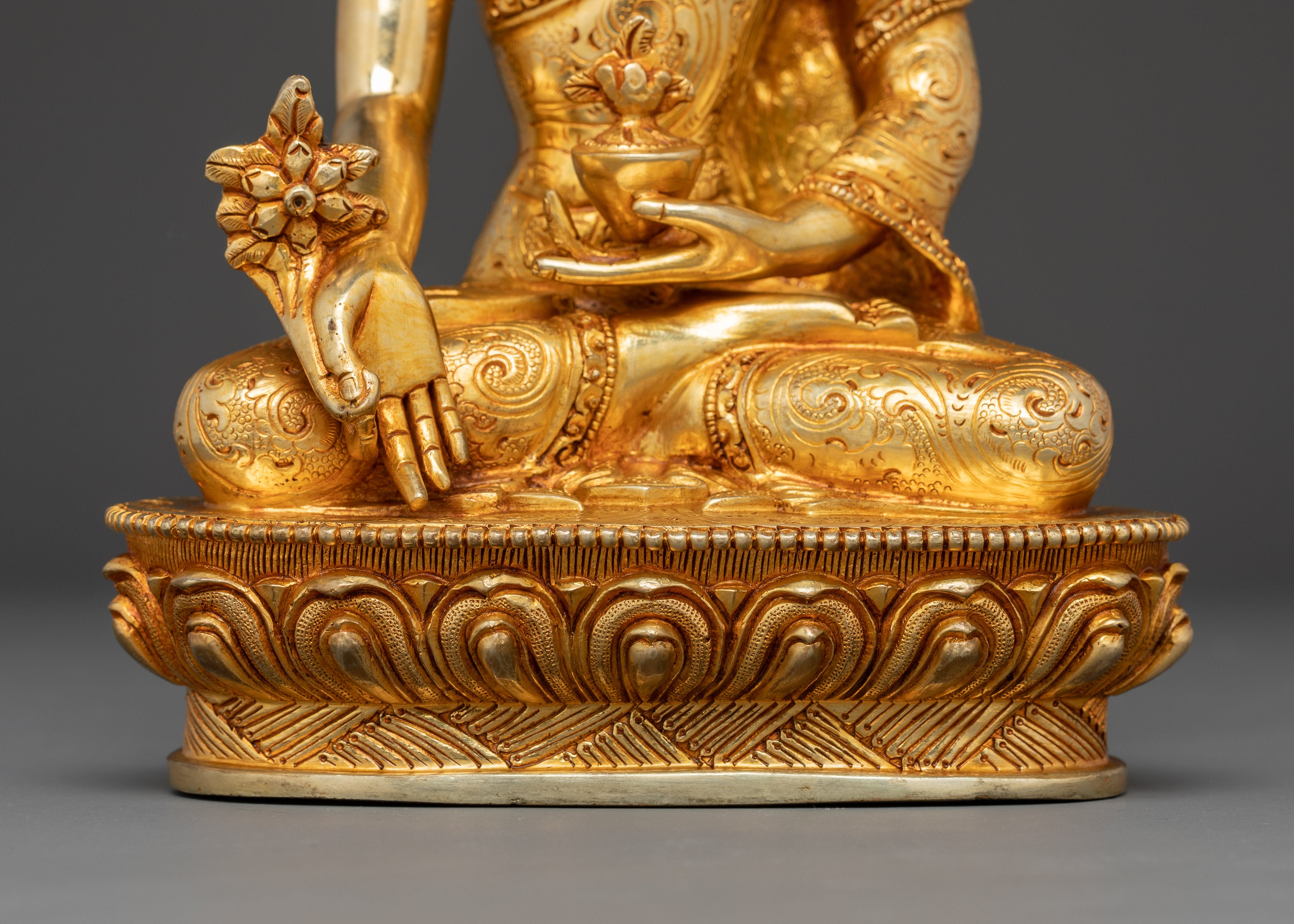 24K Gold Gilded Copper Medicine Buddha Art