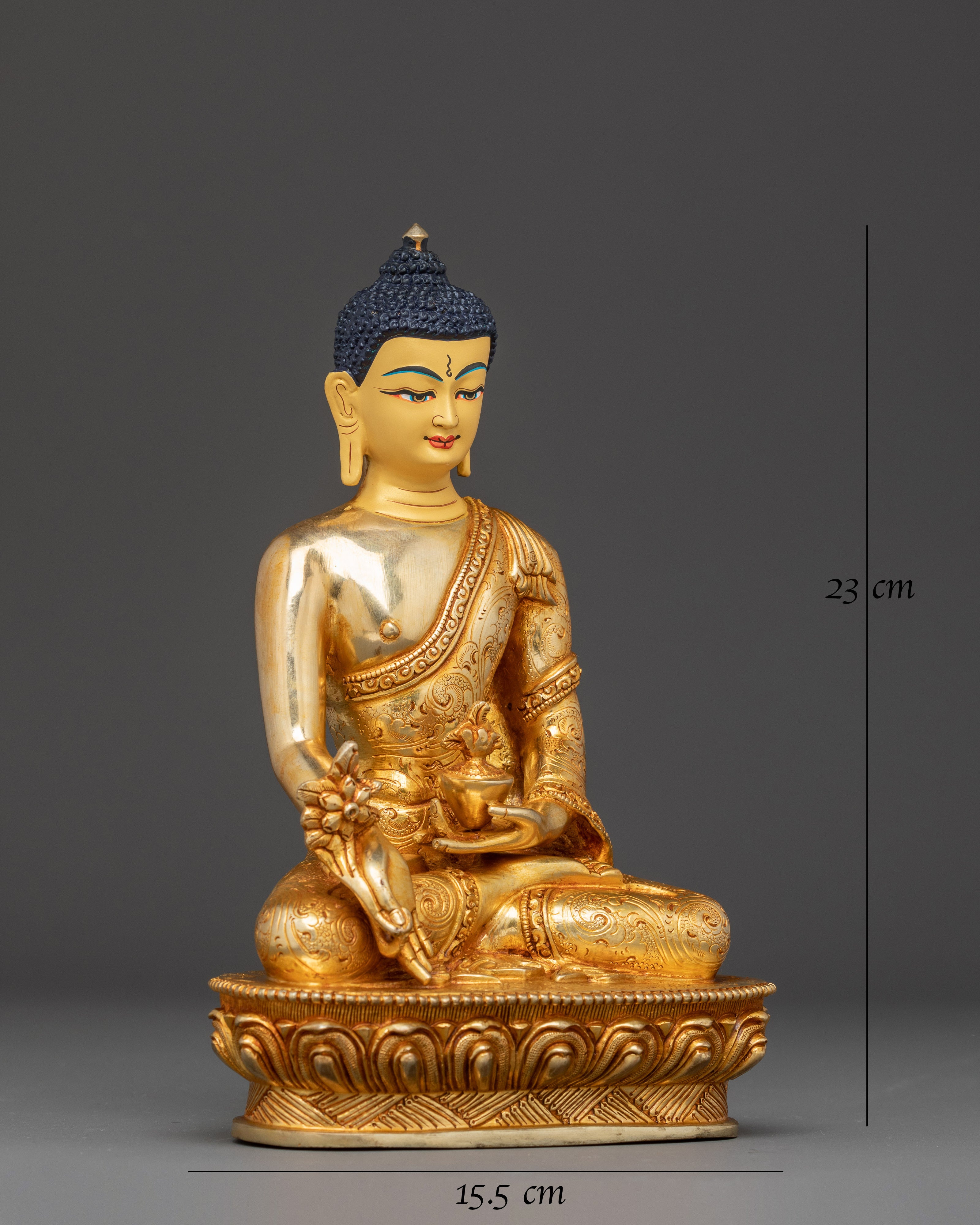 24K Gold Gilded Copper Medicine Buddha Art