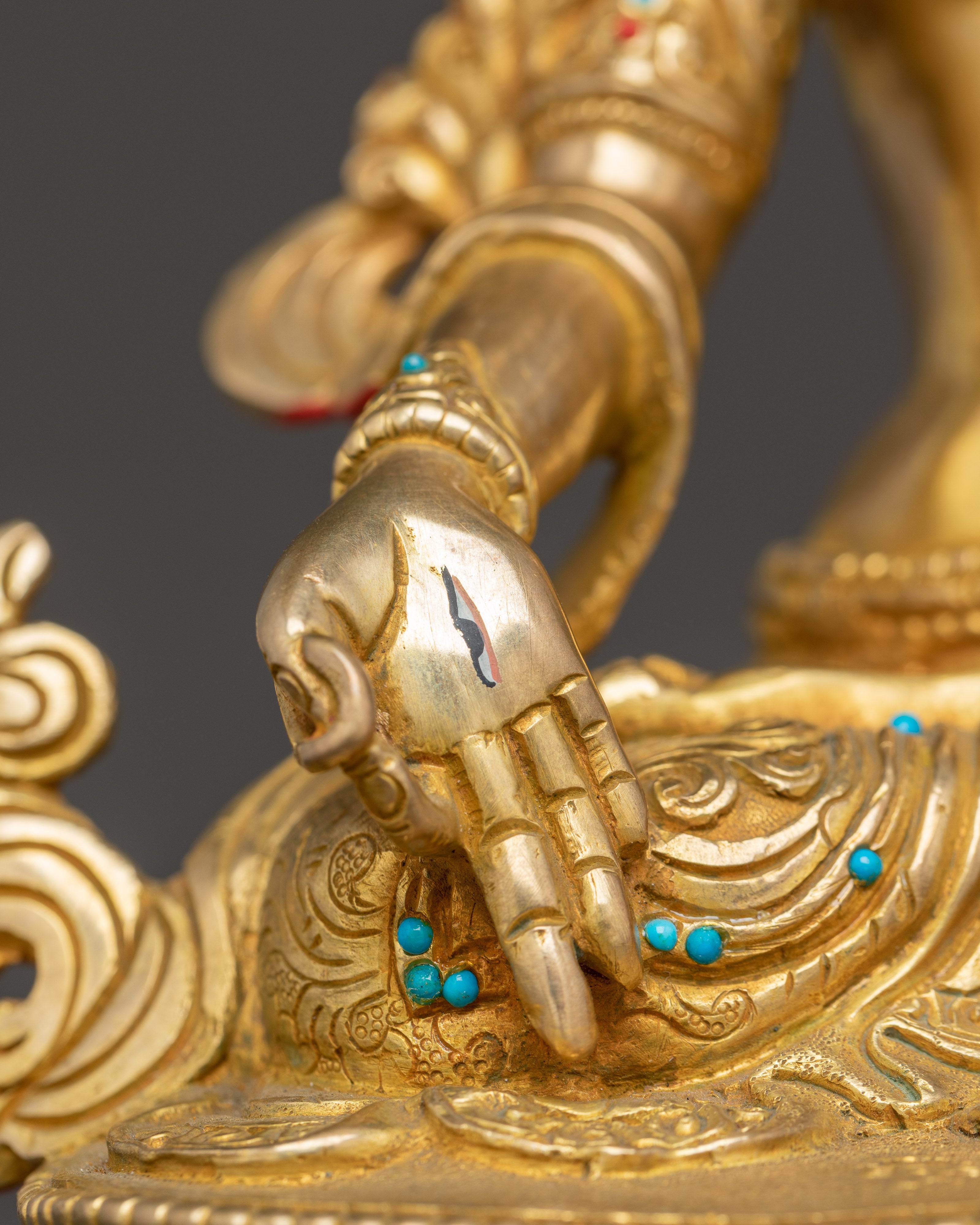 Golden White Tara Figurine: Tibetan Healing Deity