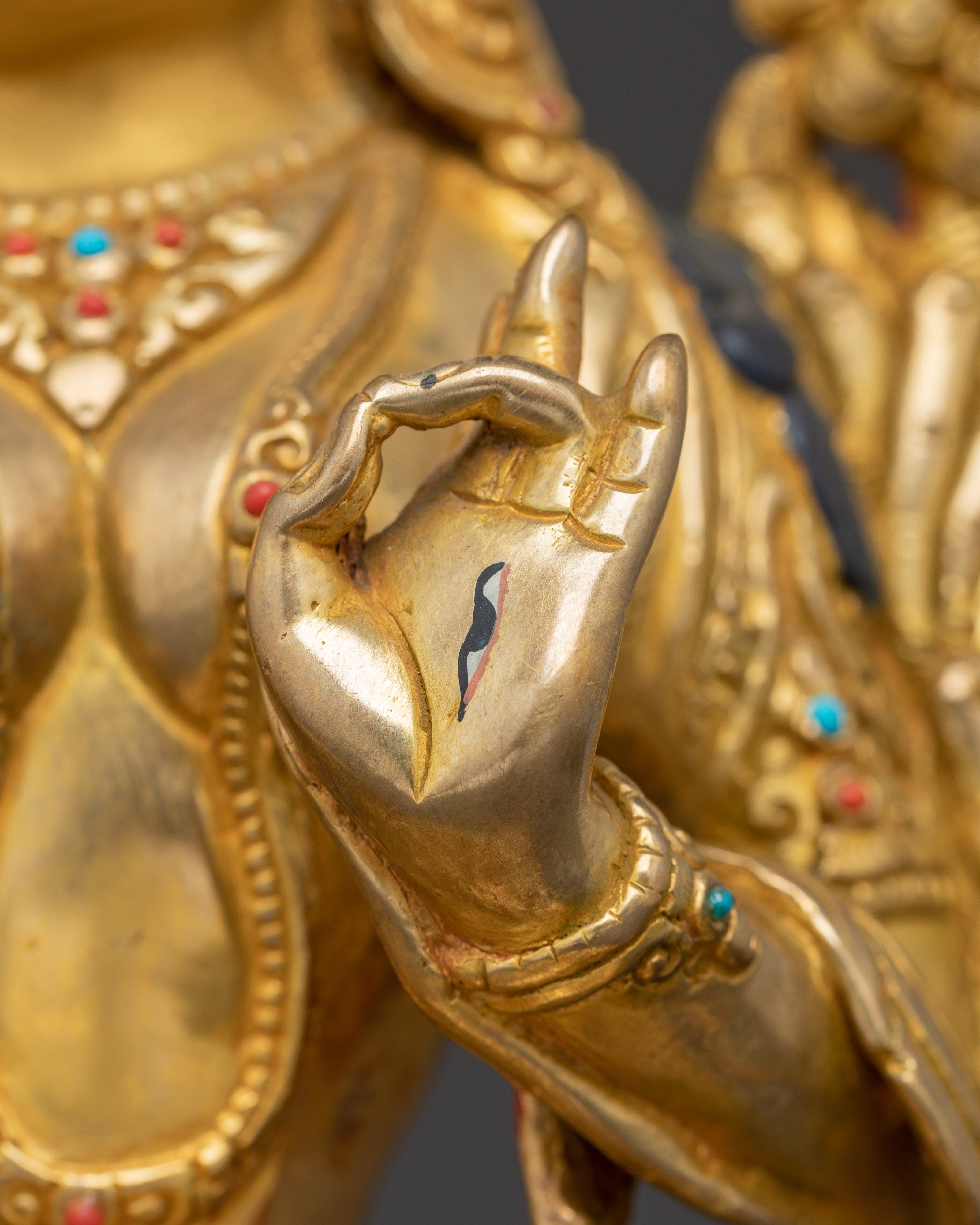 Golden White Tara Figurine: Tibetan Healing Deity