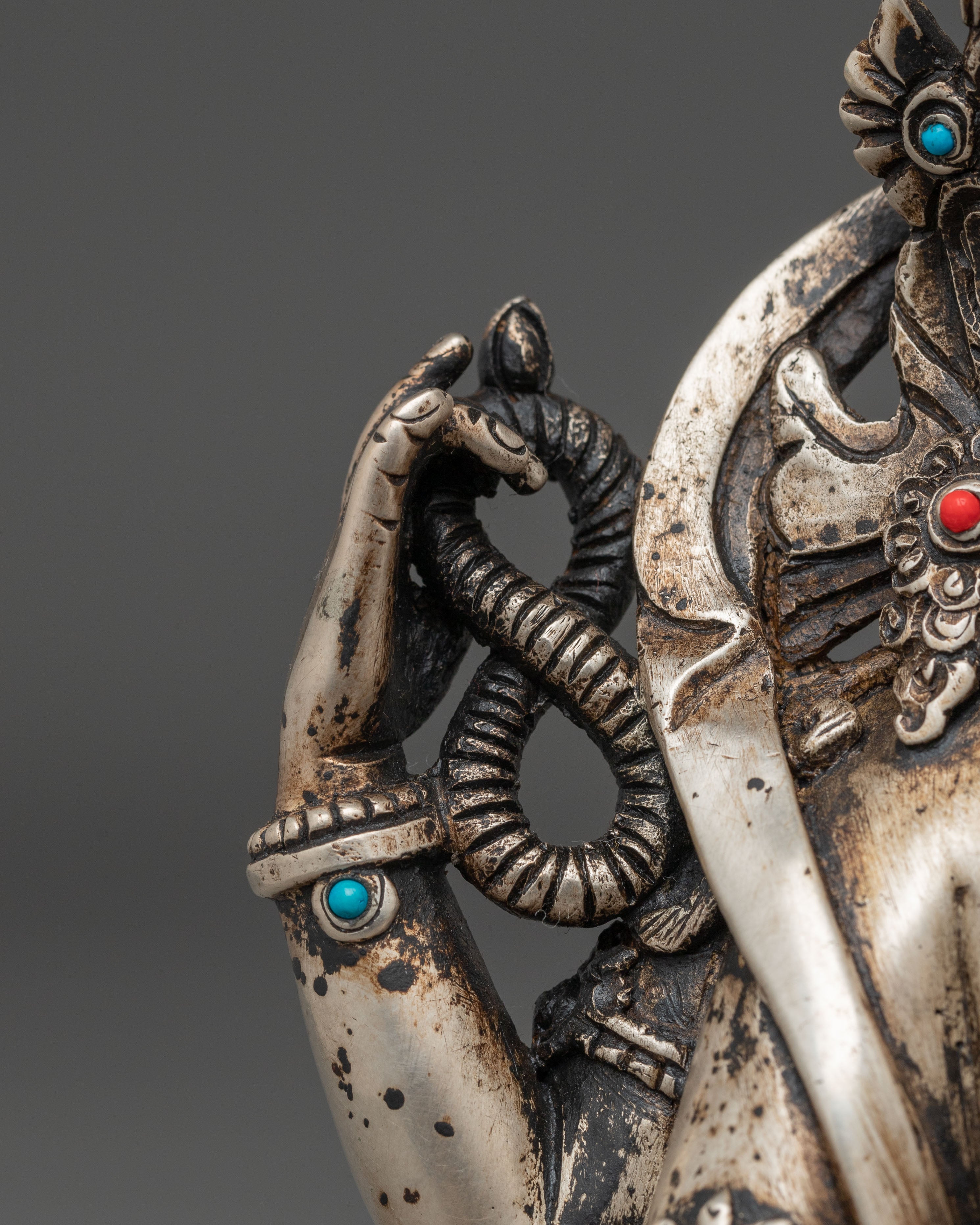 Silver and Gold Electroplated Statue of Chenrezig | Compassion Bodhisattva