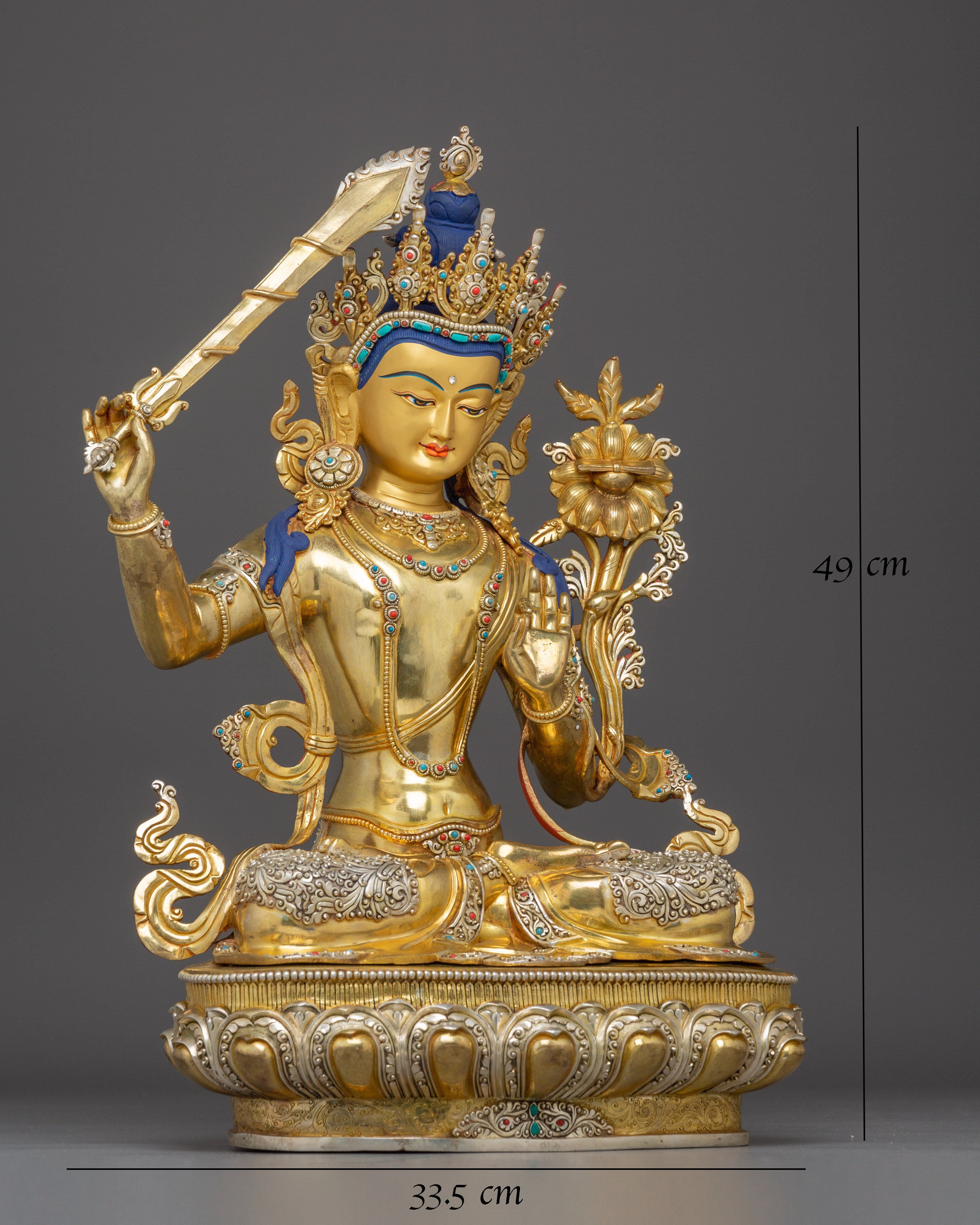 Manjushri Art, Guardian of Knowledge: Handcrafted Nepali Figure