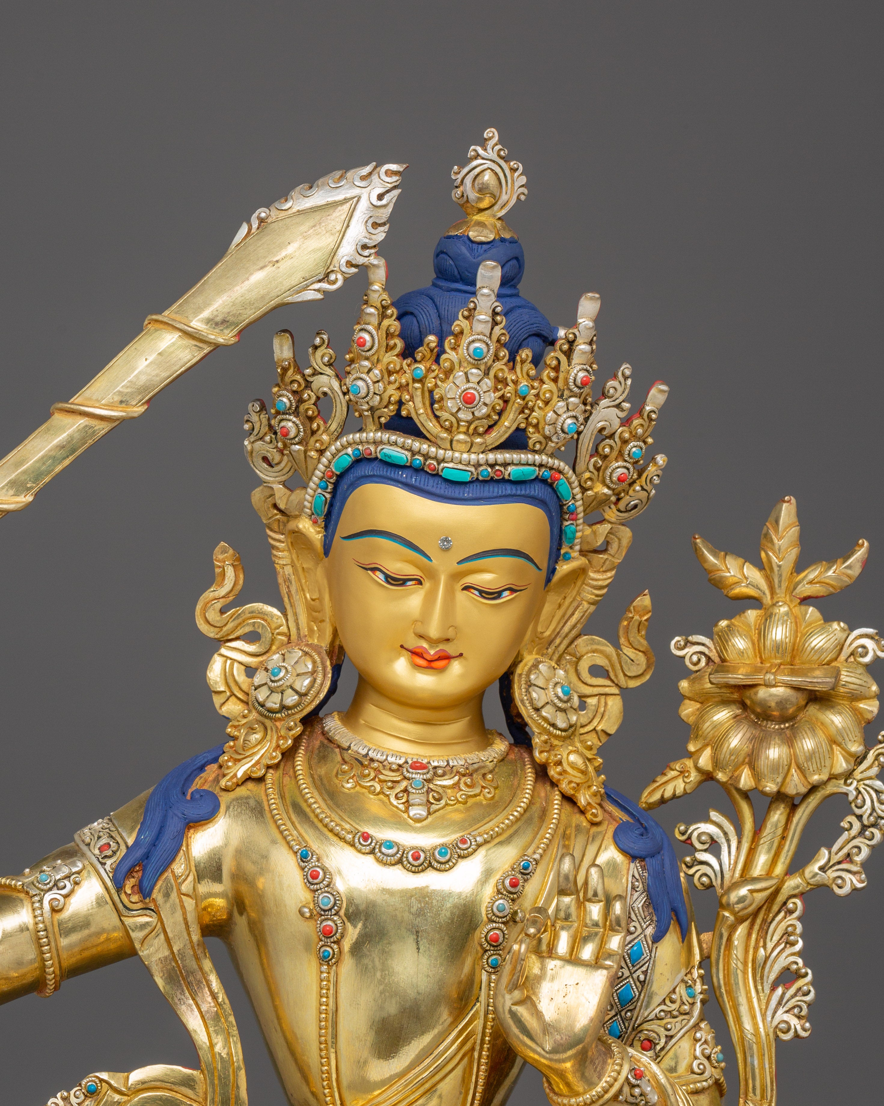 Manjushri Art, Guardian of Knowledge: Handcrafted Nepali Figure