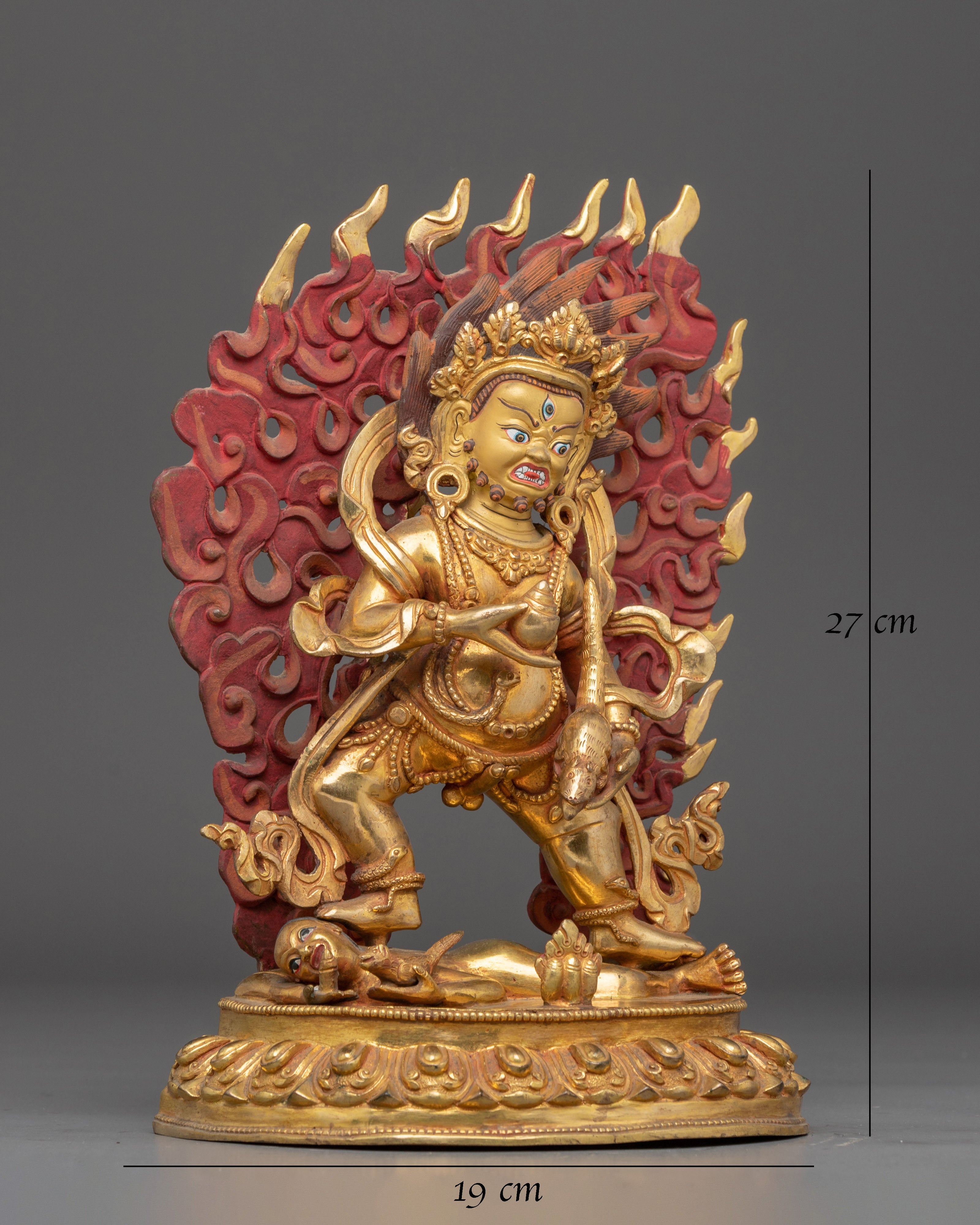Gold Gilded Black Dzambhala: Himalayan Wealth Deity
