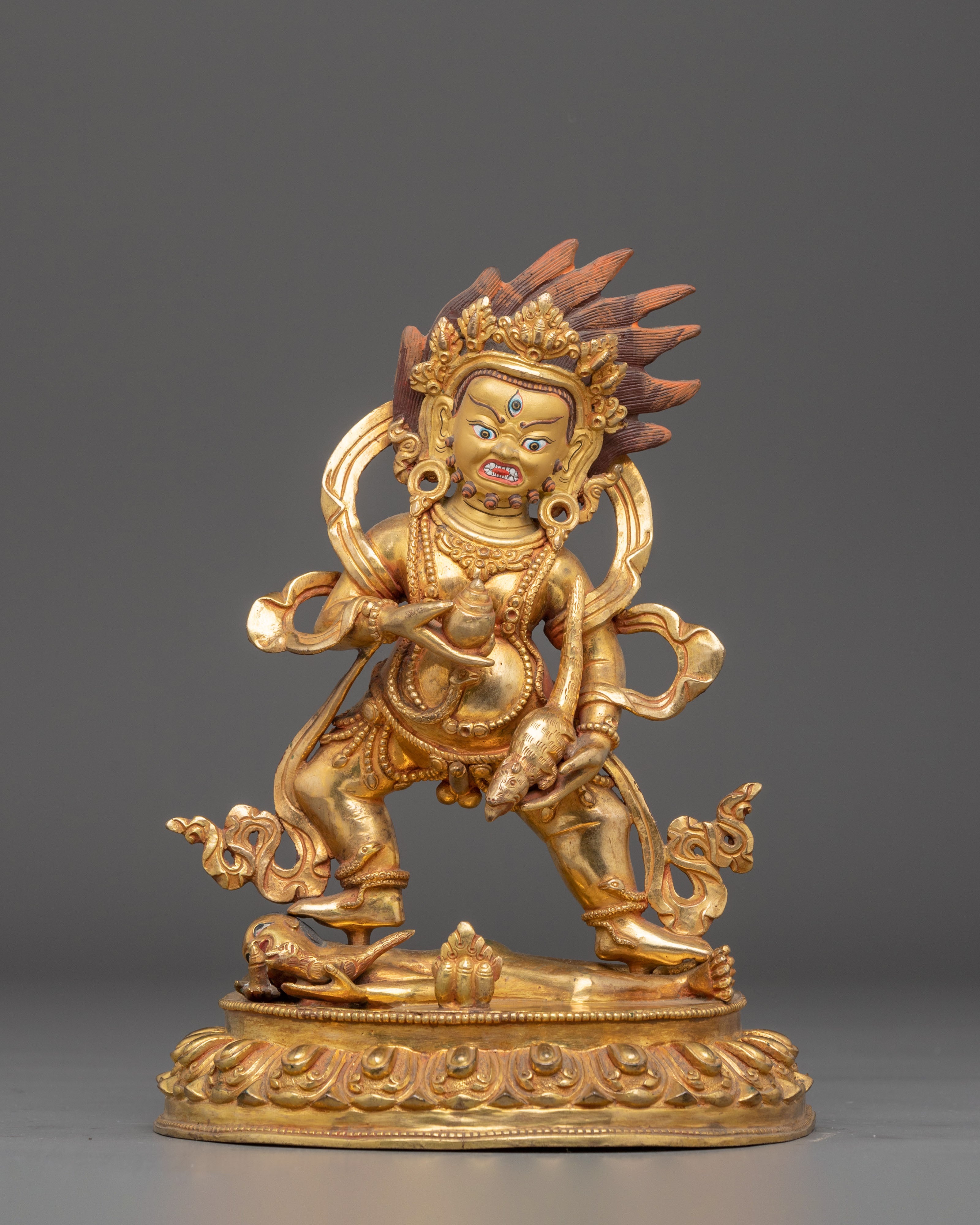 Gold Gilded Black Dzambhala: Himalayan Wealth Deity