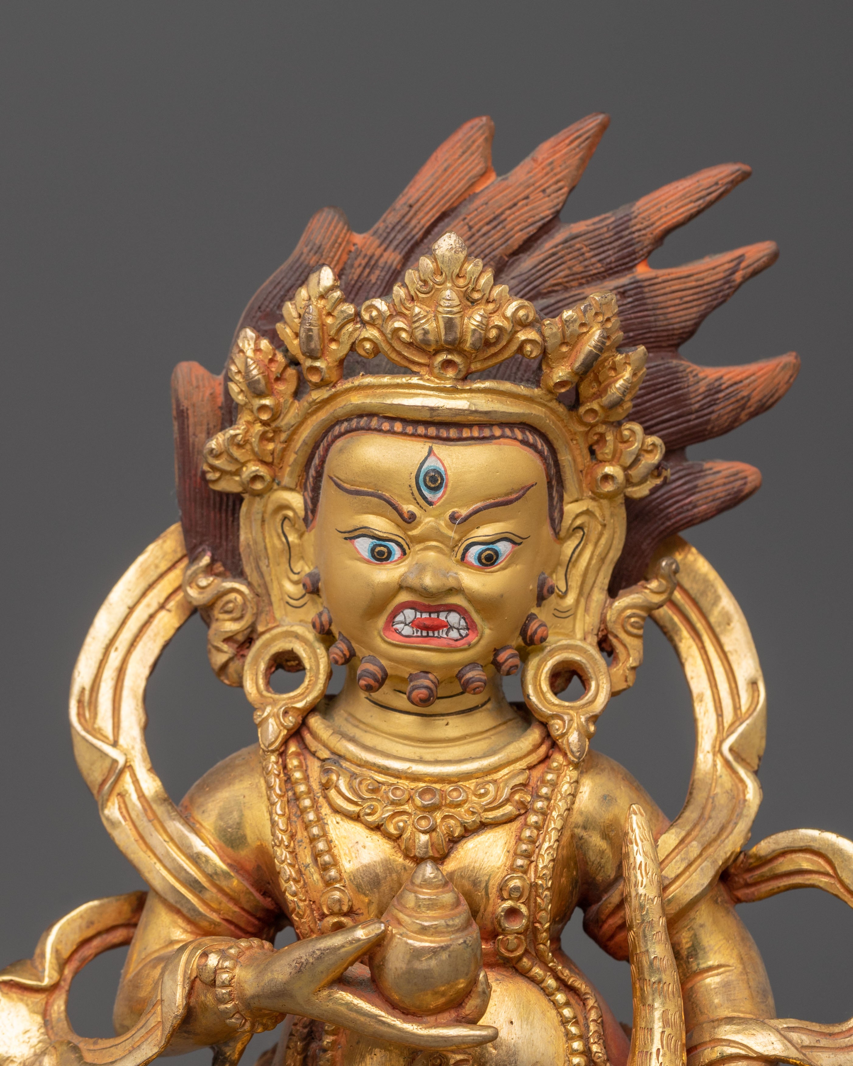 Gold Gilded Black Dzambhala: Himalayan Wealth Deity