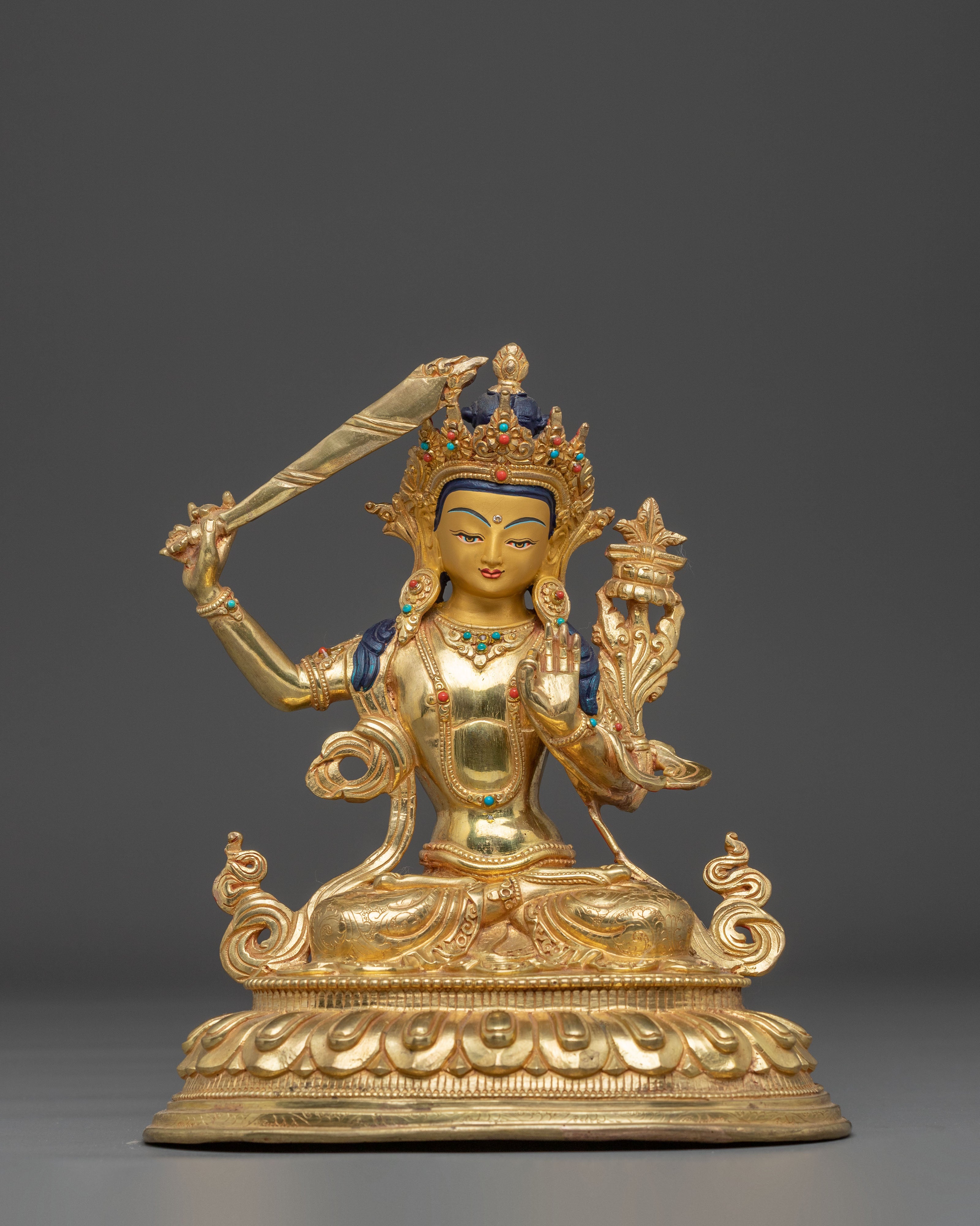 Himalayan Manjushri Statue: Bodhisattva of Wisdom and Clarity
