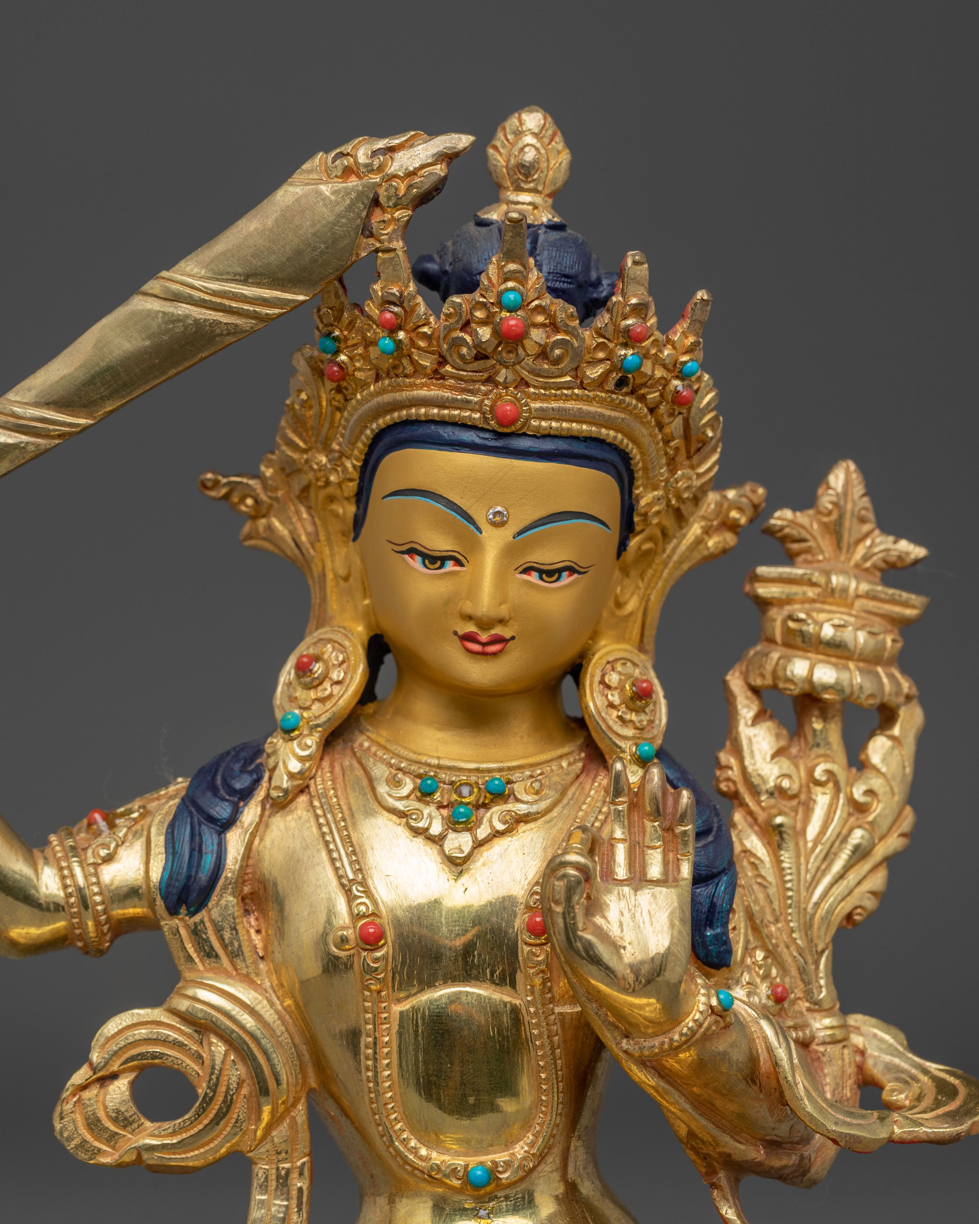 Himalayan Manjushri Statue: Bodhisattva of Wisdom and Clarity