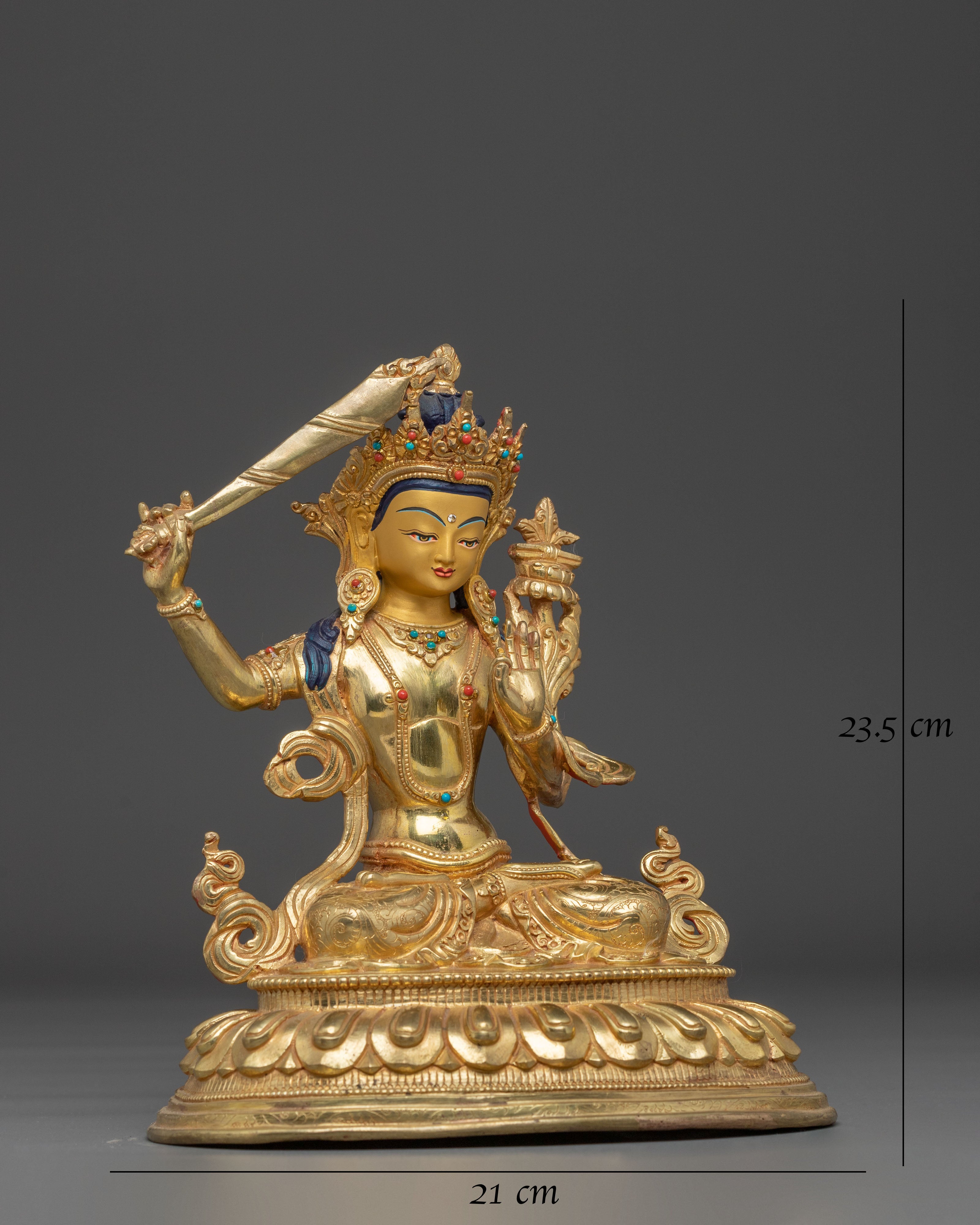 Himalayan Manjushri Statue: Bodhisattva of Wisdom and Clarity