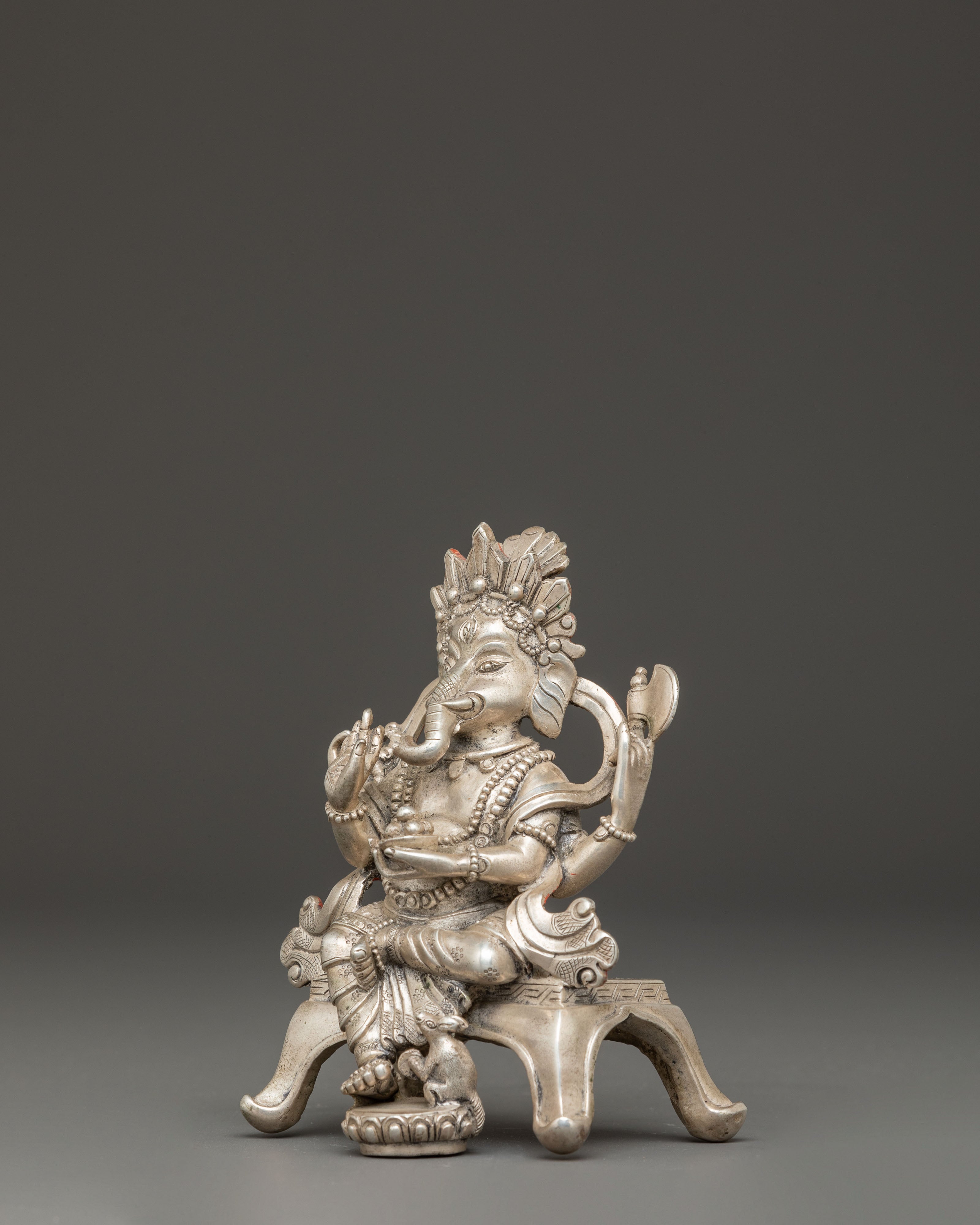 Silver Hindu Deity Ganesh Figurine | Elephant Headed Deity